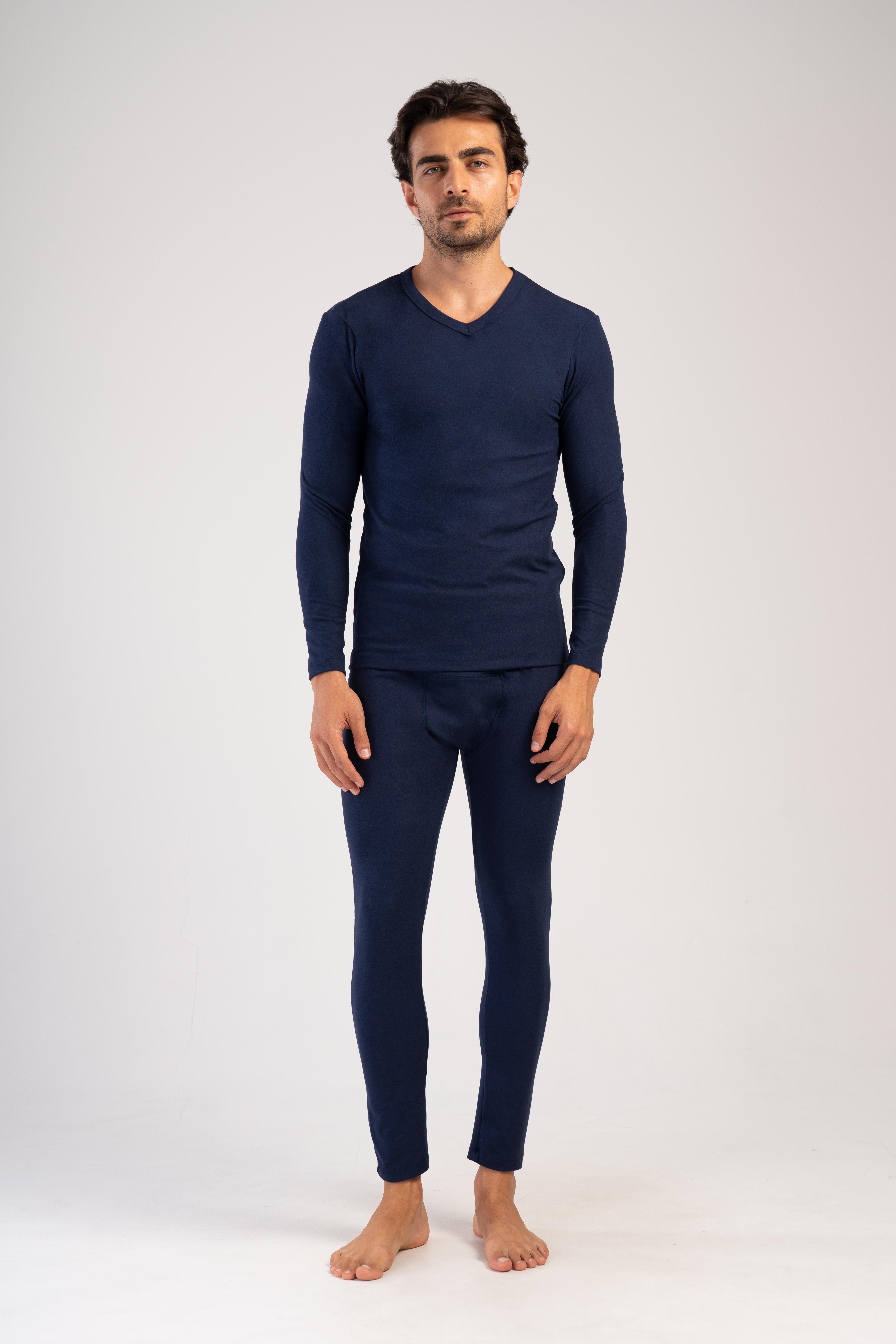 C&CITY Blusentop Herren Thermo V-Ausschnitt Langarm Unterwäsche Set