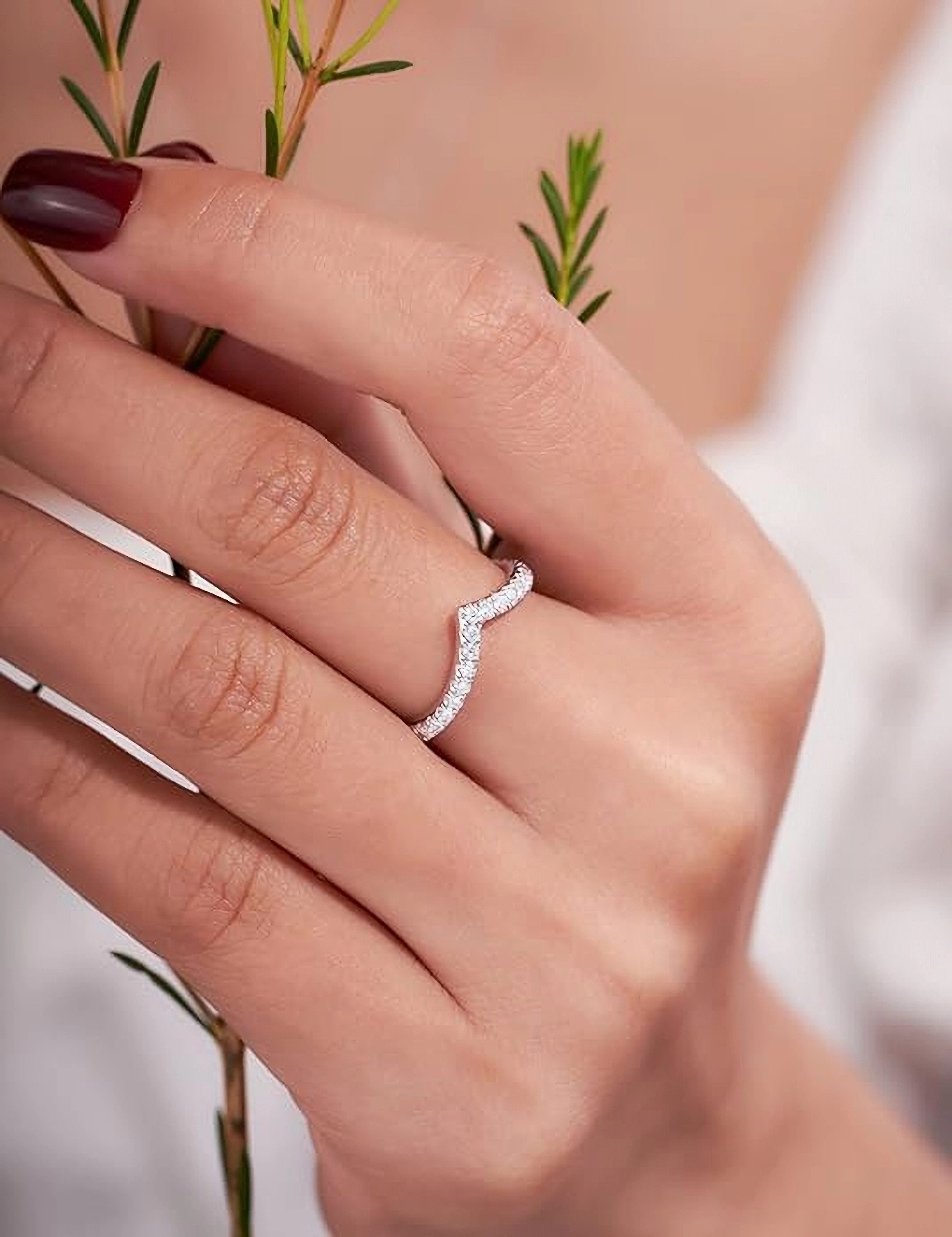 Jumpeak Verlobungsring 585 Gold, V-förmiger Damen-Diamantring, Damenschmuck, DE,VVS VS,3EX,Damenring,Geschenk zum Jahrestag