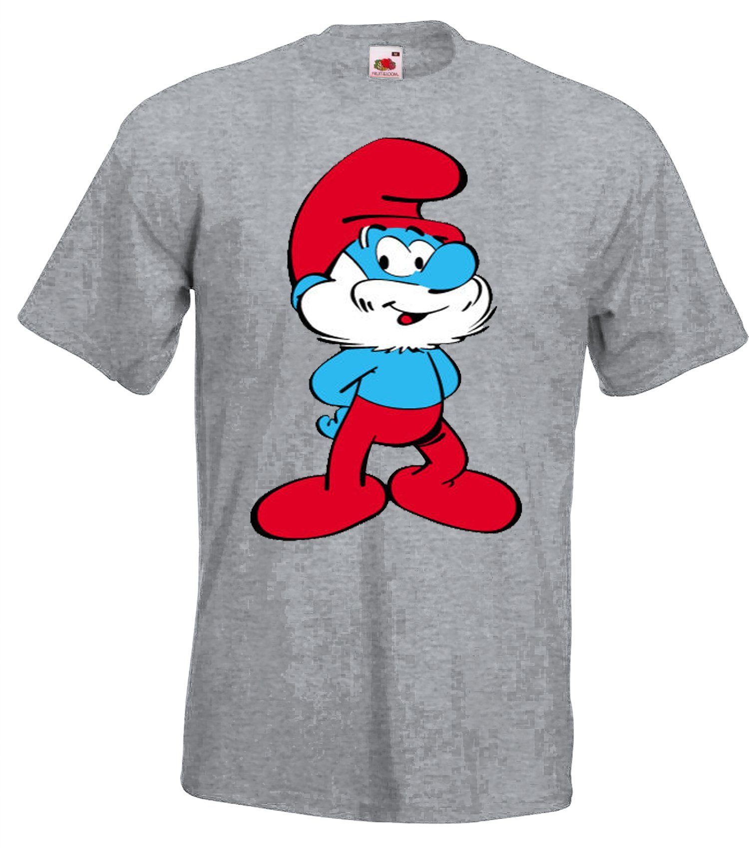 Youth Designz T-Shirt Papa Schlumpf Fun Shirt für Herren Mit trendigem Frontprint Grau