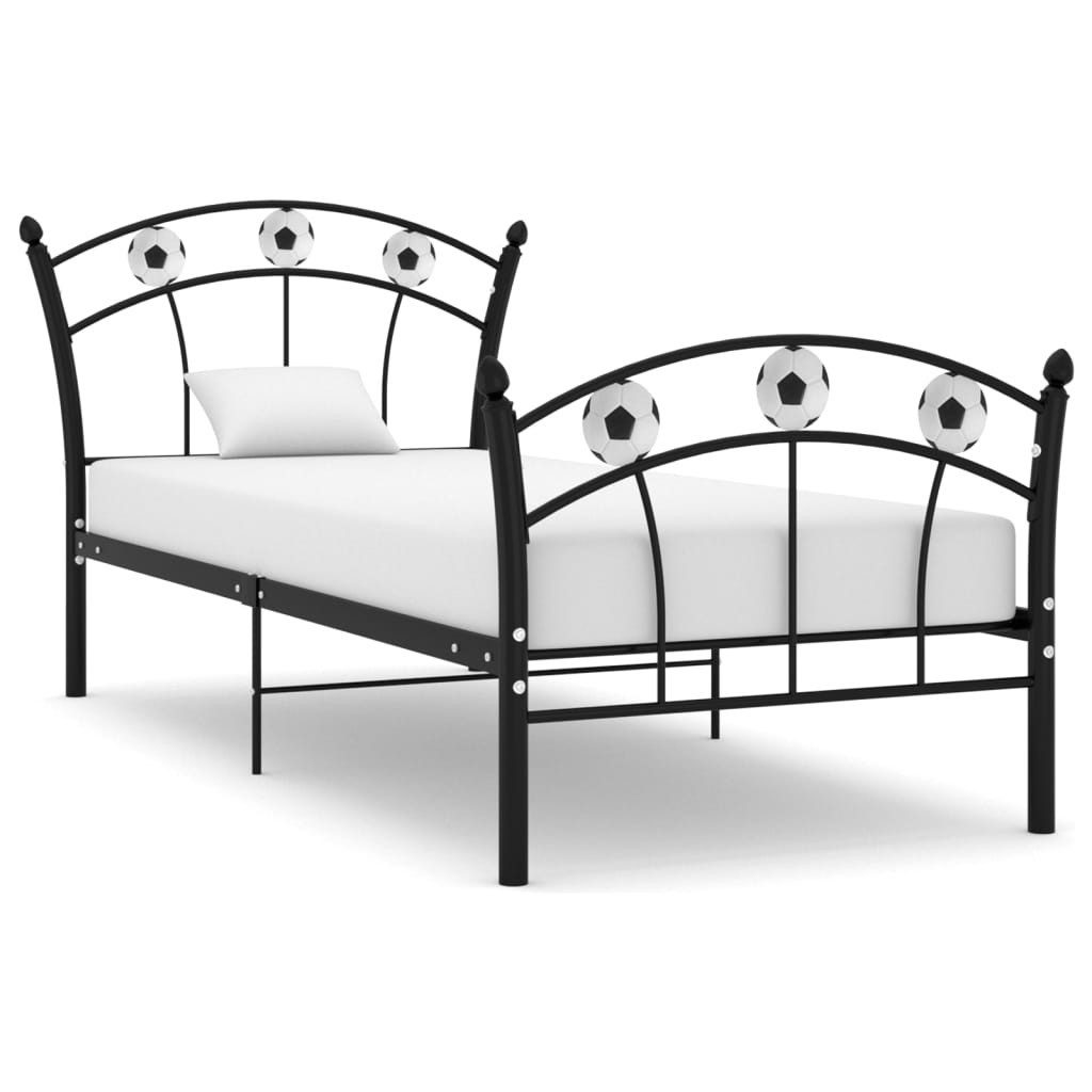 Bettgestell Metallbett mit Fußball-Design 207,6 x 95,8 x 101 cm Schwarz