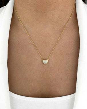 DANIEL CLIFFORD Herzkette 'Maria' Damen Halskette 18 Karat vergoldet mit Anhänger Herz (inkl. Verpackung), 45cm filigrane aus 925 Silber vergoldet mit Herz Anhänger