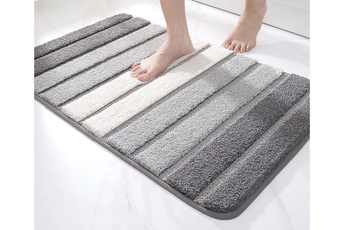 Vivi Idee Badematte Badteppich, TPR-Gummi rutschfest beschichtet, 50x80cm, Streife, Oberflächenmaterial 100% Polyester, strapazierfähig, rechteckig