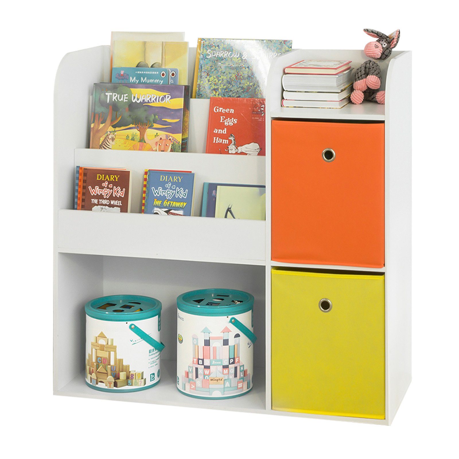 und Bücherregal 5 2 KMB37, SoBuy Ablagefächern mit Kinderregal Stoffboxen Spielzeugregal