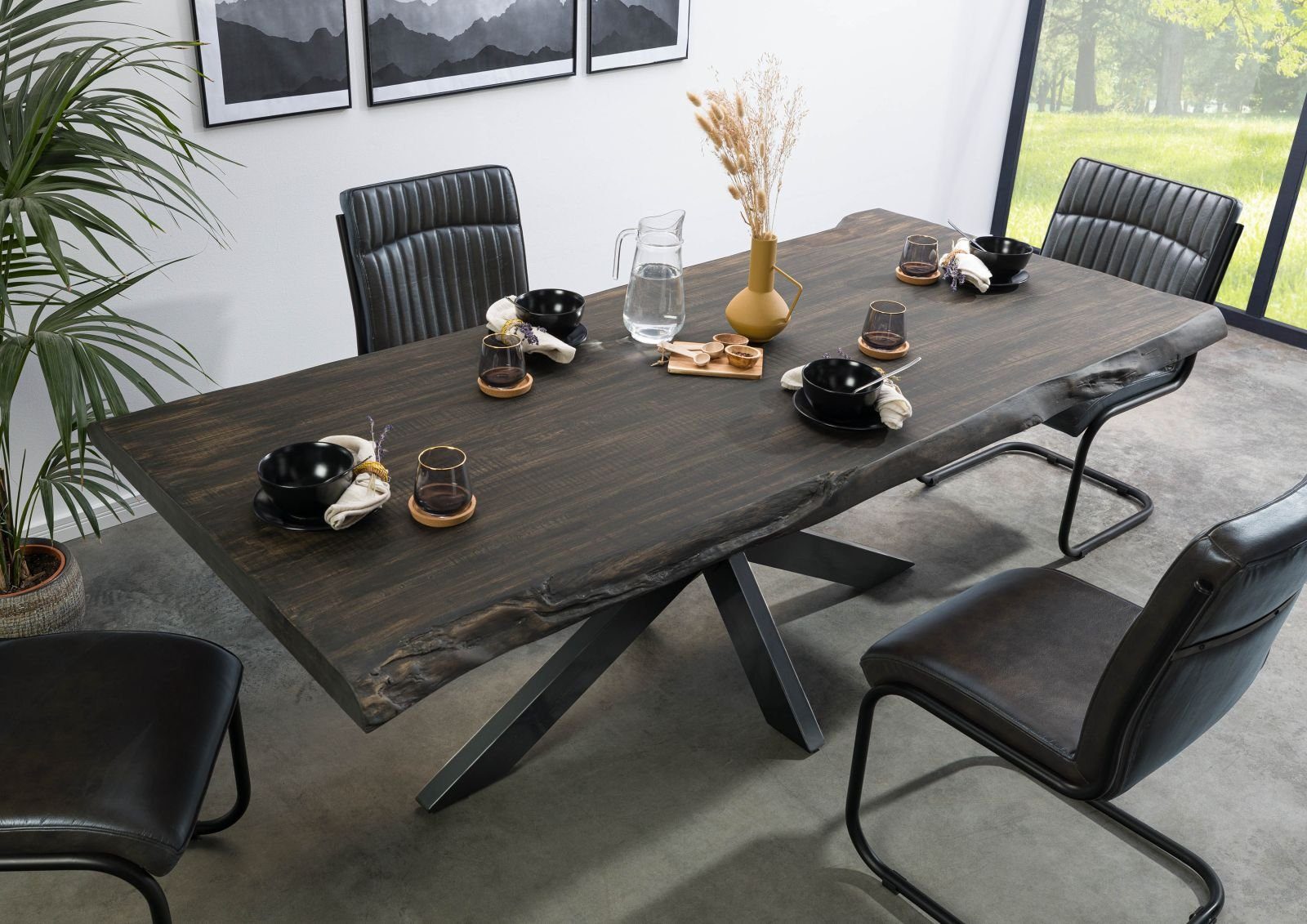 Massivmoebel24 Baumkantentisch FREEFORM (Baumtisch Mango 180x90x77 günstig online kaufen