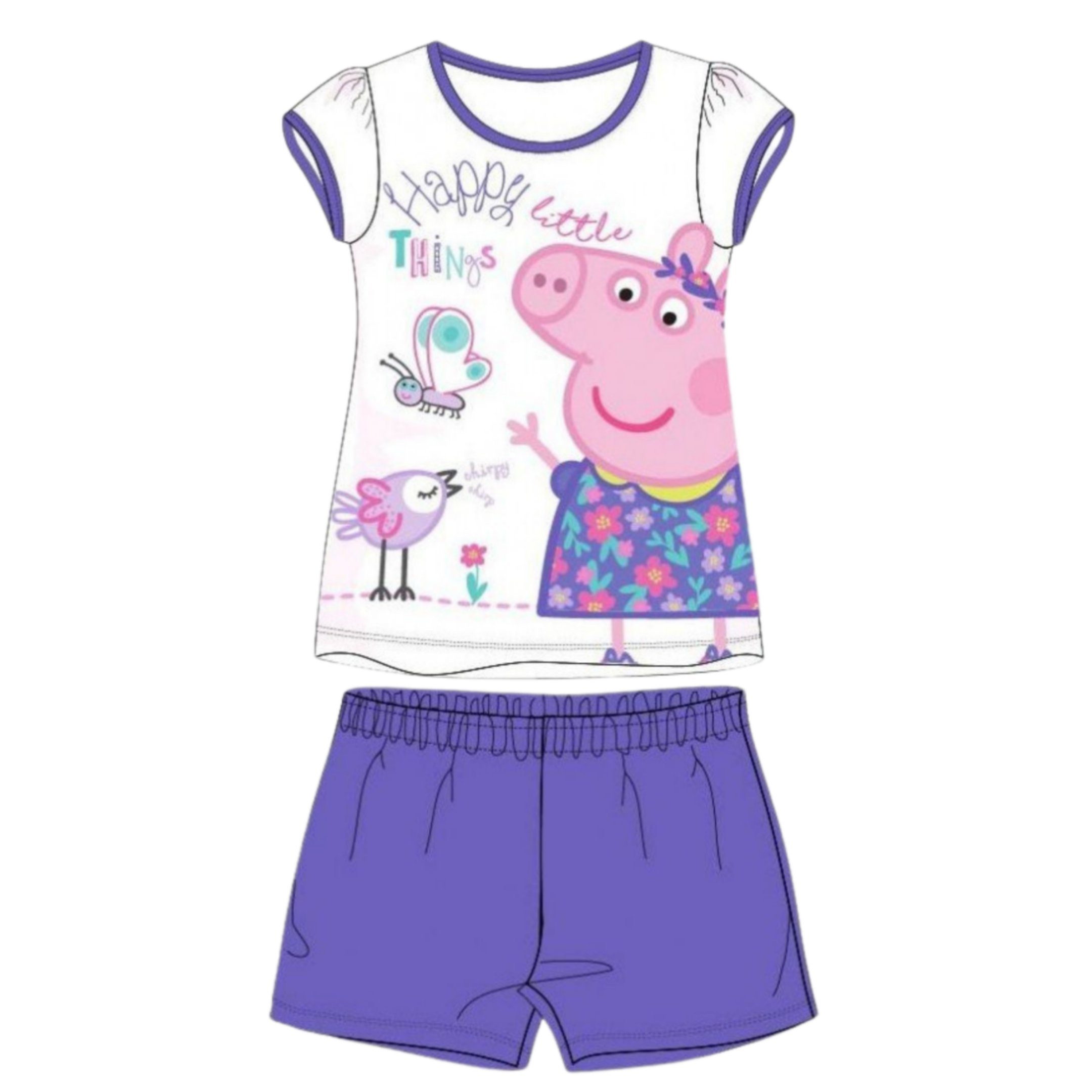 Peppa Pig Schlafanzug Peppa Wutz (2 tlg) Mädchen Pyjama Kurzarm Shorty Gr. 92-122 cm