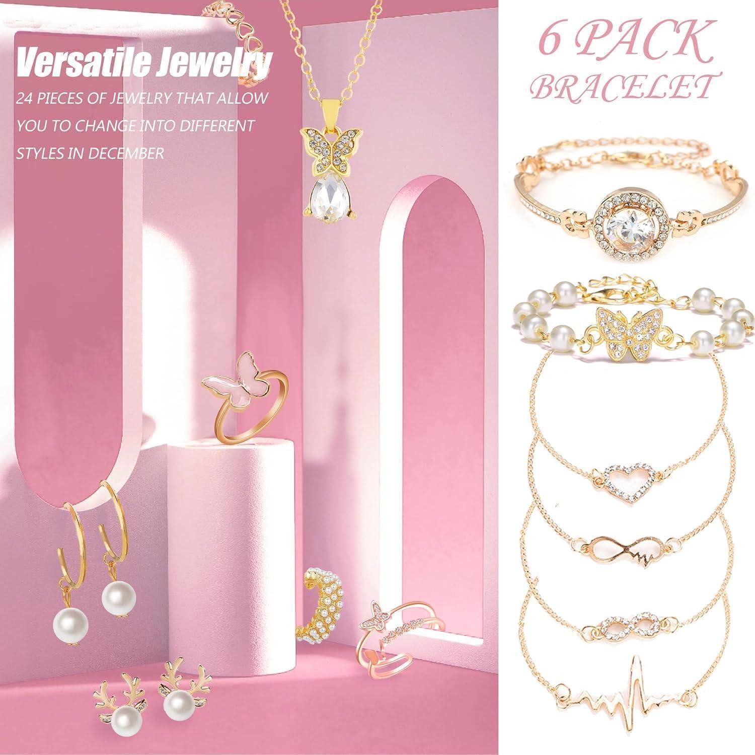 LuxusKollektion Schmuck-Adventskalender Adventskalender Schmuck 2025 24 Überraschungen Roségold Frauen Mädchen