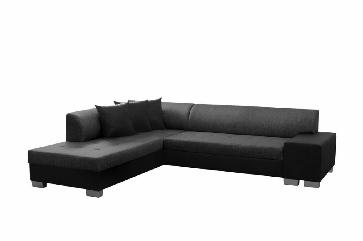 JVmoebel Sofa Wohnlandschaft Mit Bettfunktion Schwarz L-Form Schlafsofa, Designer mit Ecksofa Bettfunktion