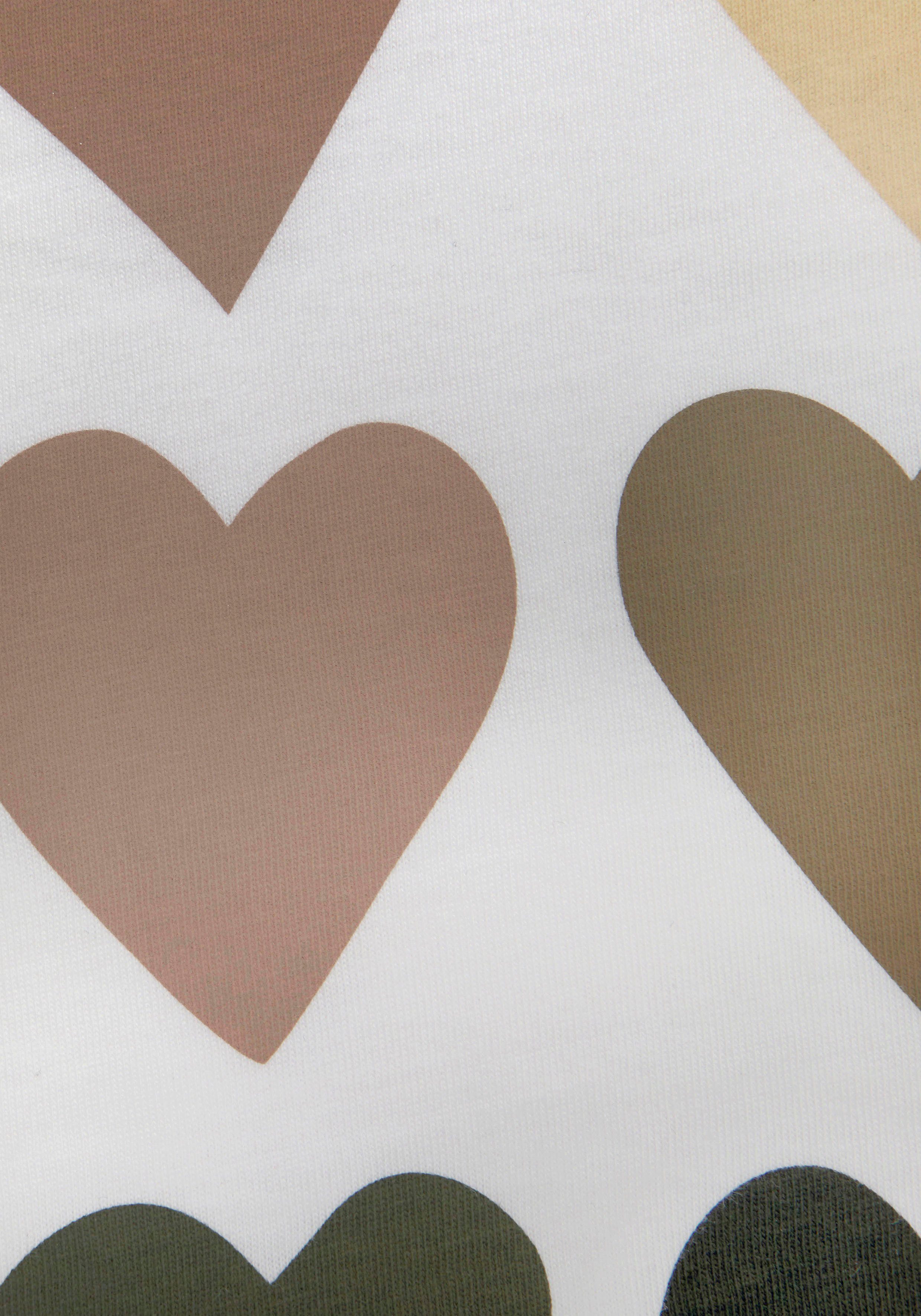 Venice Beach T-Shirt mit Herzchen-Druck, Kurzarmshirt aus Baumwolle, Basic