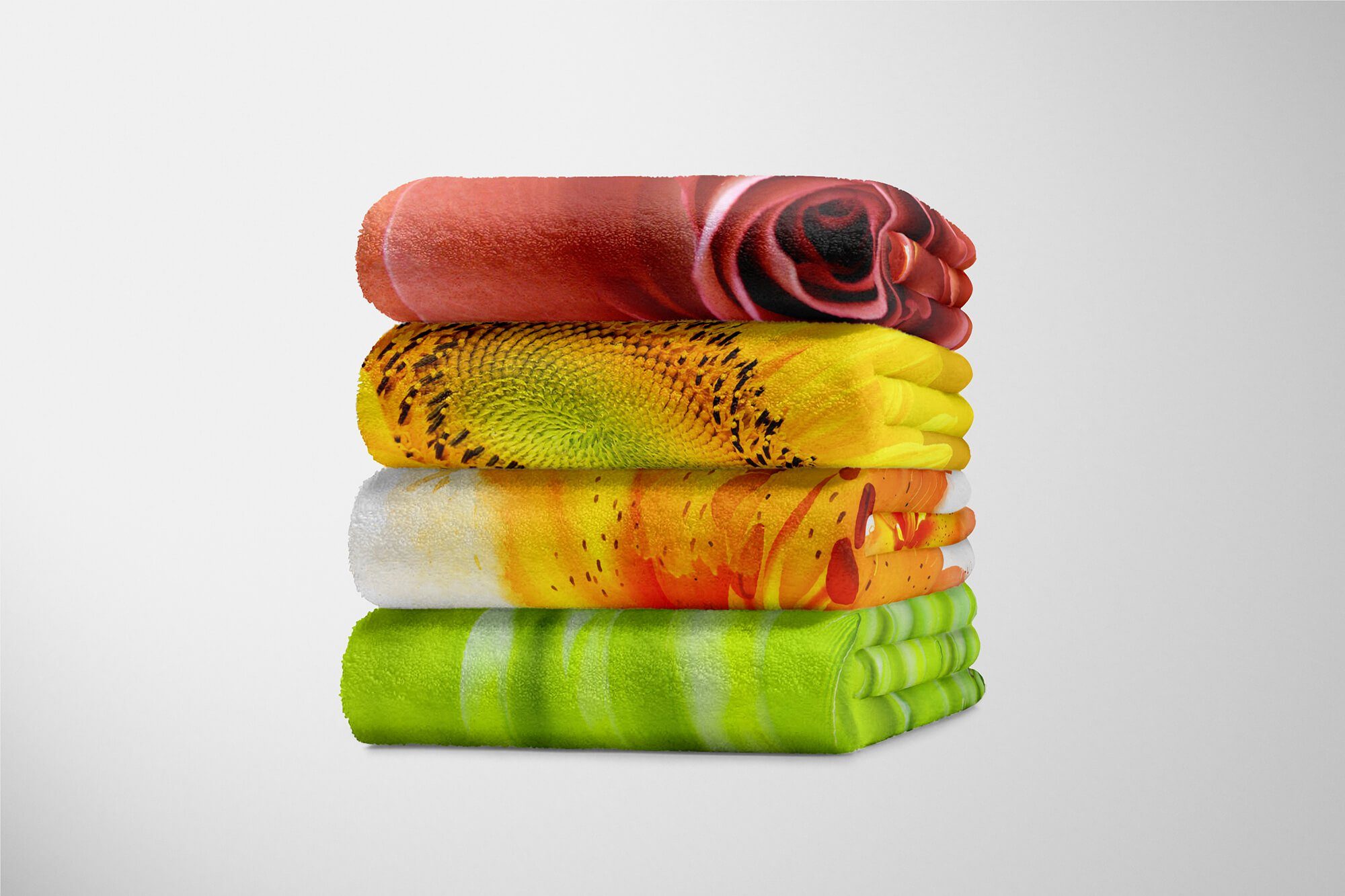 Baumwolle-Polyester-Mix kunstvollen Strandhandtuch (1-St), Saunatuch Handtücher Blumenmotiv Sinus mit Handtuch Schö, Art Kuscheldecke Handtuch