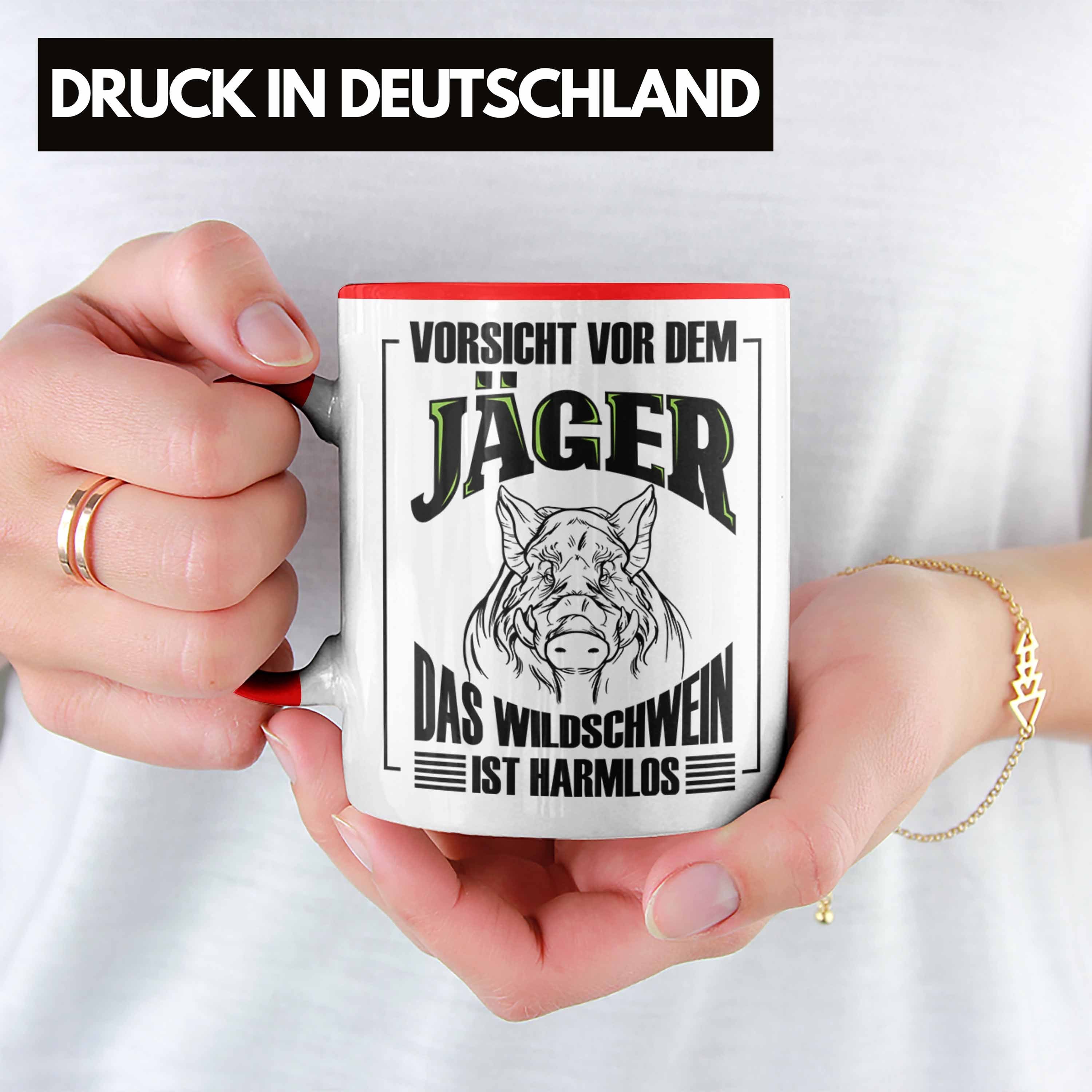 Trendation Tasse Lustige Spruch Jagd für Geschenkidee Rot Wildschwein Tasse Geschenk Jäger