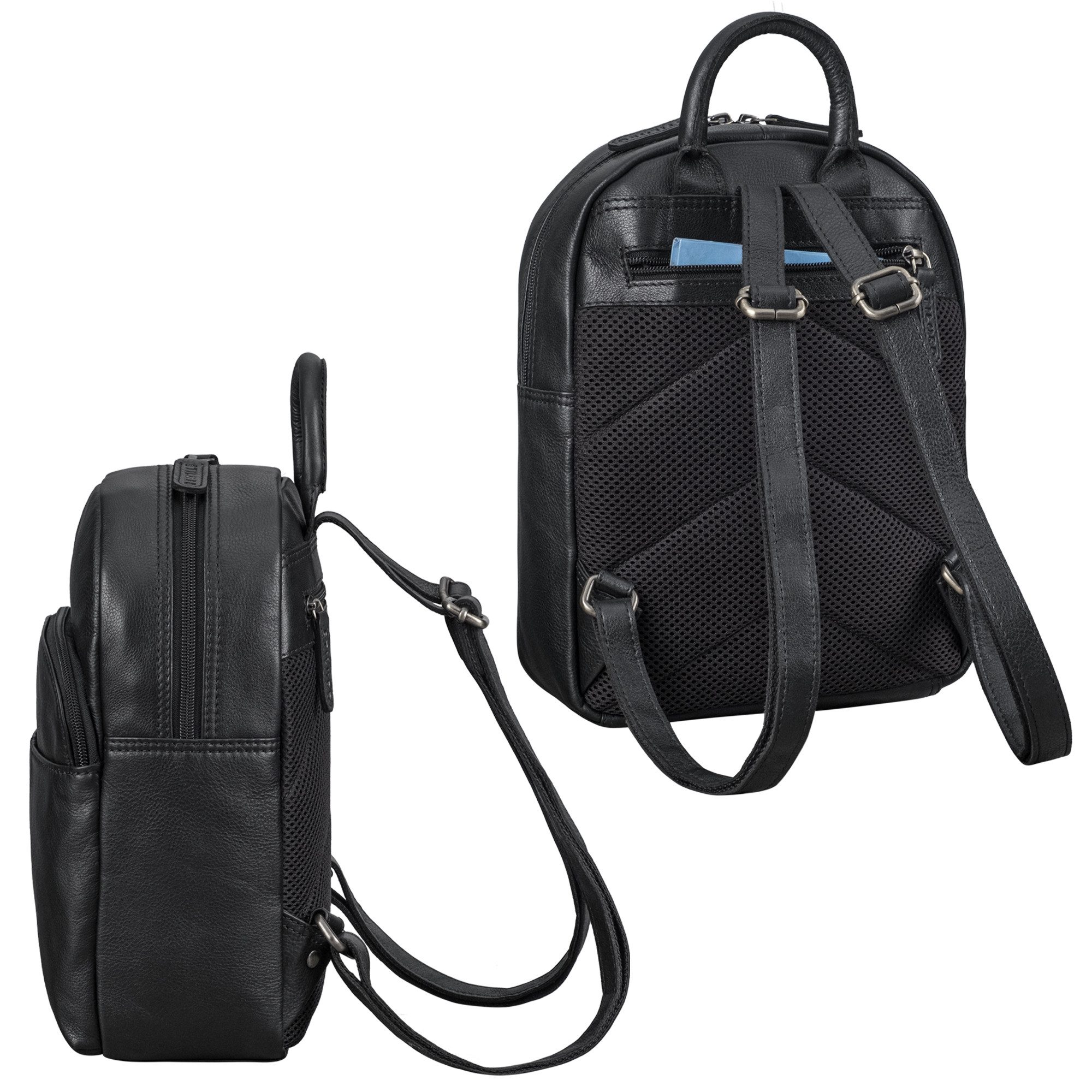 STILORD Cityrucksack "Elva" Kleiner Rucksack Damen Leder Daypack viele Fächer