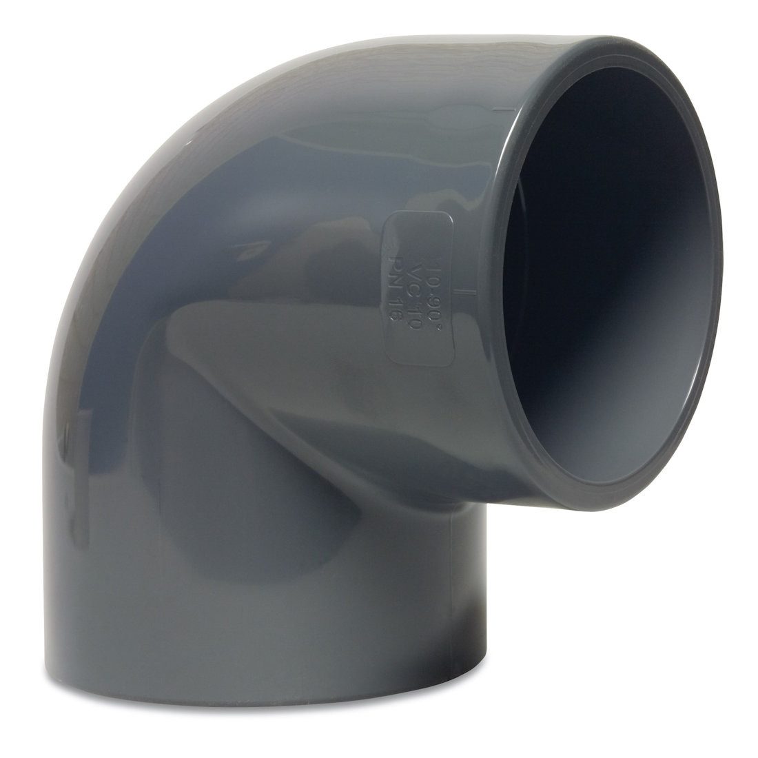 Mega Group Gewindefitting Winkel 90° PVC-U Klebemuffe 10 - 16 bar, grau, Ø 16 mm (PN16)