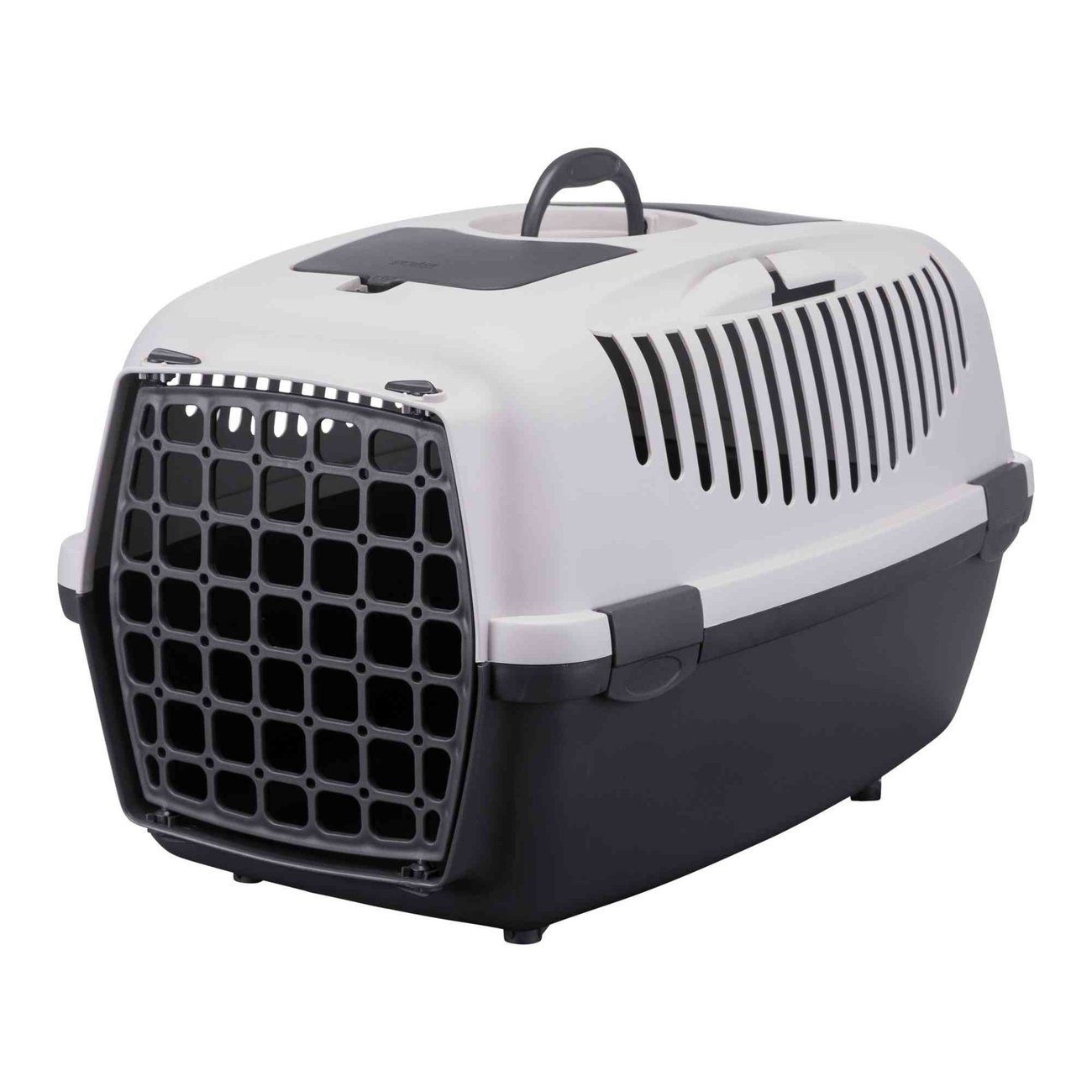 Katzen Transportbox Faltbar – Transparent, Bissfest, Mit Belüftung & Schultergurt, Größe S, Grau