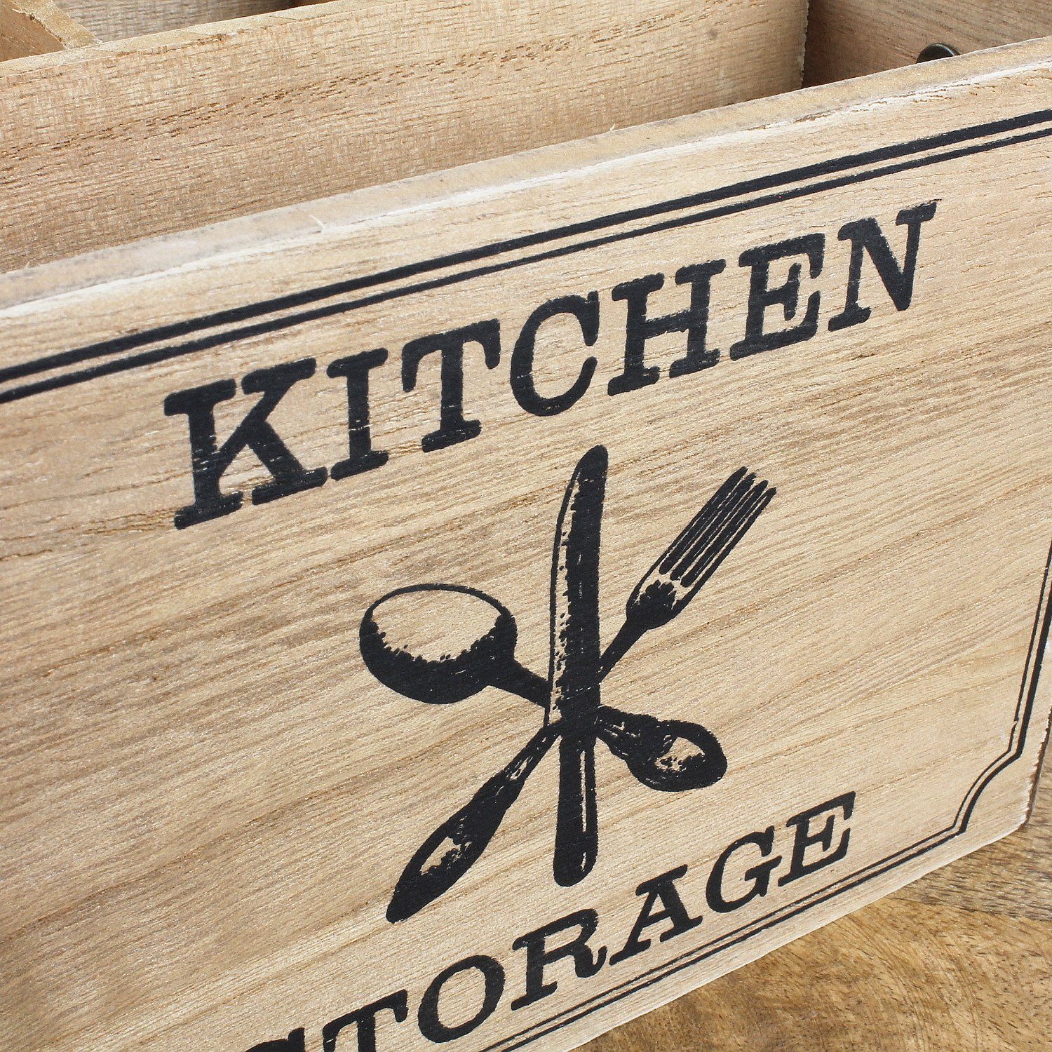 Macosa Home Besteckkasten Besteckkorb Holz Serviettenhalter Tischaufbewahrung (Serviettenspender Holzbehälter), mit 3 Besteckfächern Besteck Korb