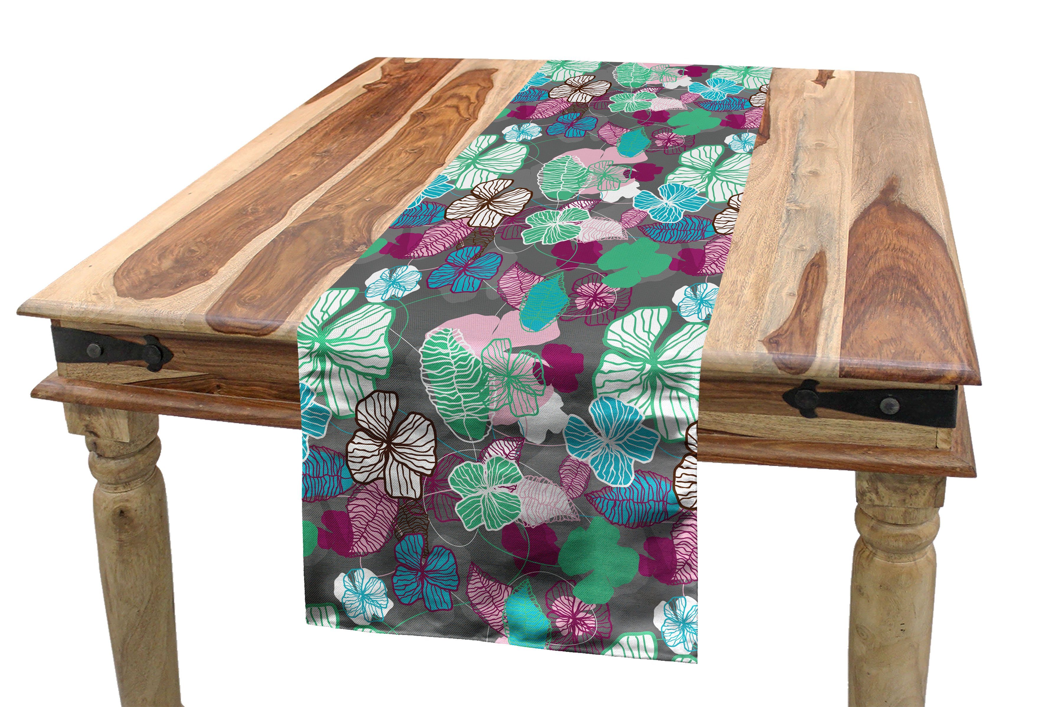 Abakuhaus Tischläufer Esszimmer Küche Rechteckiger Dekorativer Tischläufer, Exotisch Hawaiian Blossom Plants
