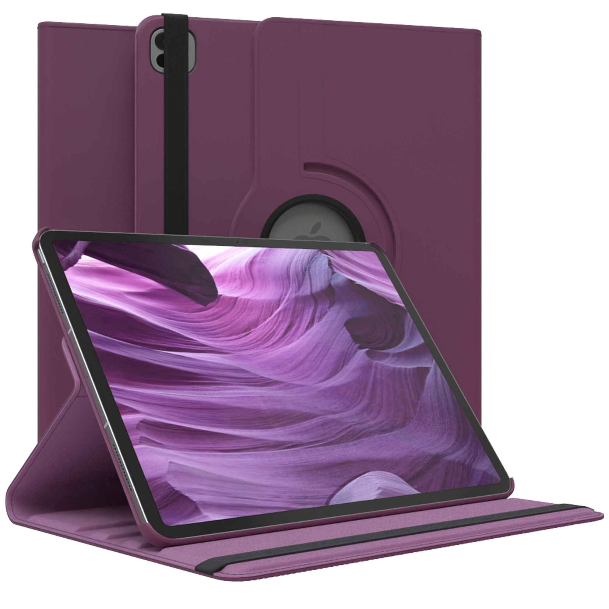 EAZY CASE Tablet-Hülle Rotation Case für Apple iPad Pro 13 Rotationcase, Tablet-Hülle Bookstyle Case Fullcover Schutz Tasche Stehfunktion Lila