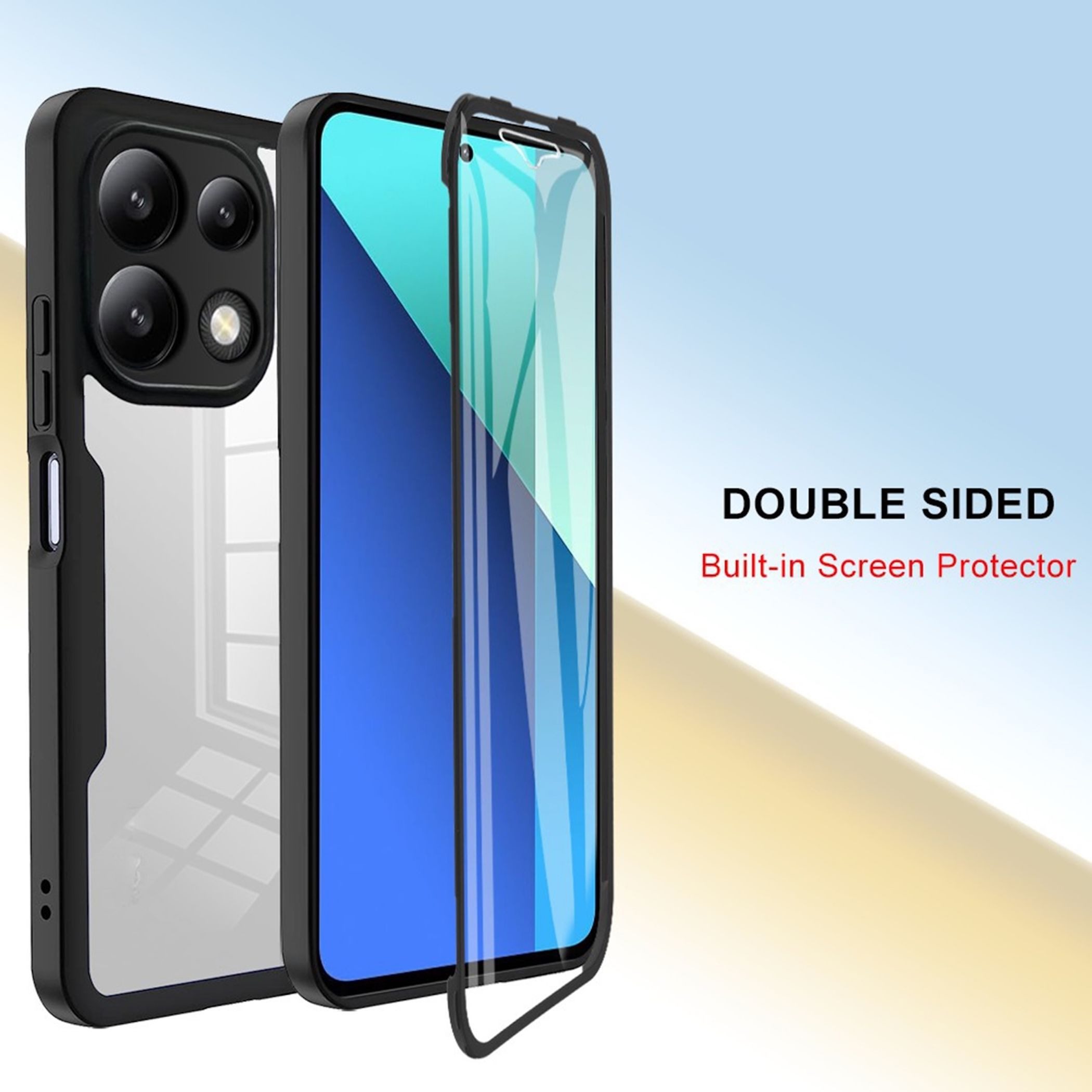Wigento Handyhülle 360 Grad Xiaomi Poco X8 Pro Max 5G mit Display & Kameraschutz Schwarz, 360 Grad Schutz, stoßdämpfend, robust – Bild 5 von 5