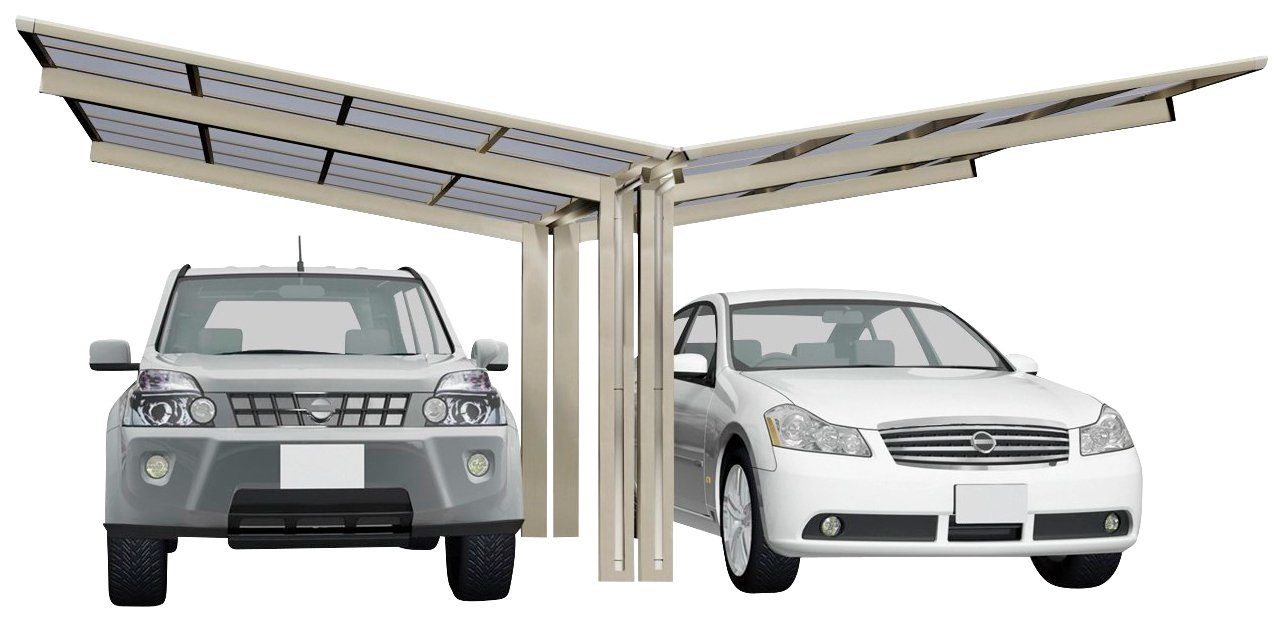 [Sorgfältig ausgewählte Produkte] 80 240 548x495 Typ Y-Edelstahl-Look, cm Einfahrtshöhe, Doppelcarport cm, Aluminium Linea BxT: Ximax