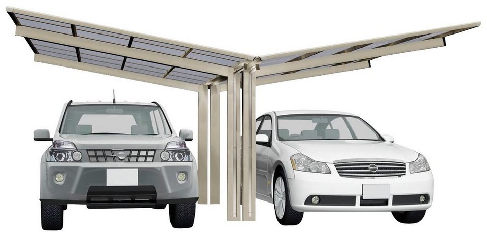 Y-Edelstahl-Look, Aluminium Doppelcarport Ximax Einfahrtshöhe, Typ Linea cm 548x495 80 cm, BxT: 240