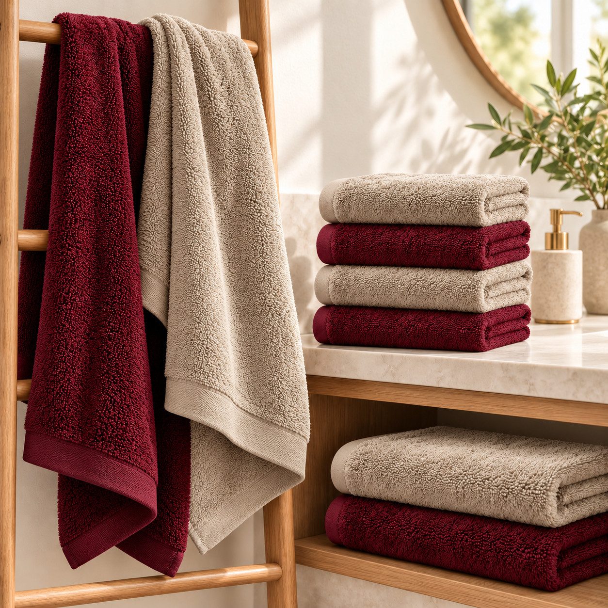 BARBONS Handtuch Set Handtücher 6-tlg, 2x Badetuch & 4x Badehandtuch Duschtücher, (6-St), Walkfrottee, 100% Baumwolle, saugstark, weich – Bild 2 von 5