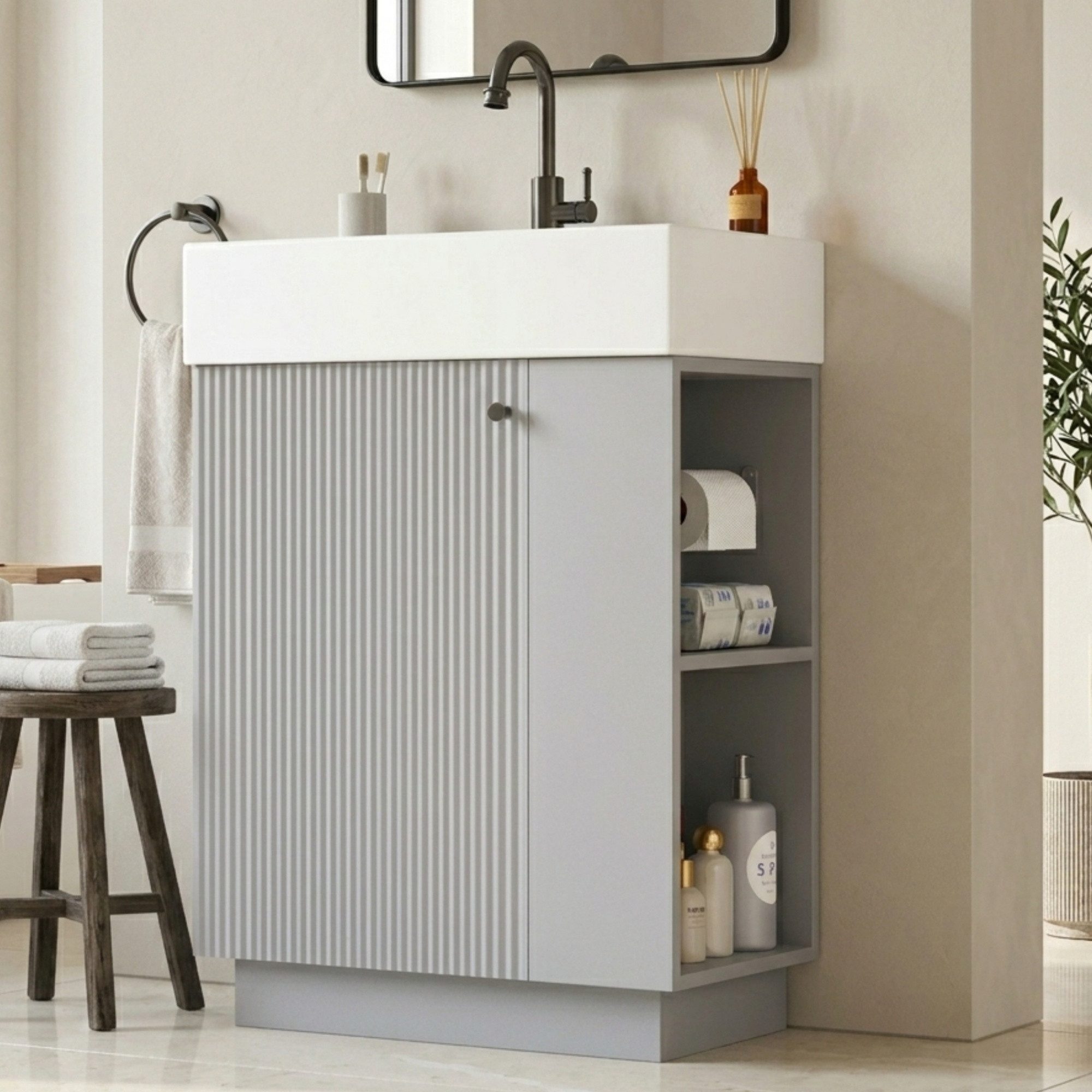 Waschtisch Waschbeckenunterschrank mit Keramikwaschbecken