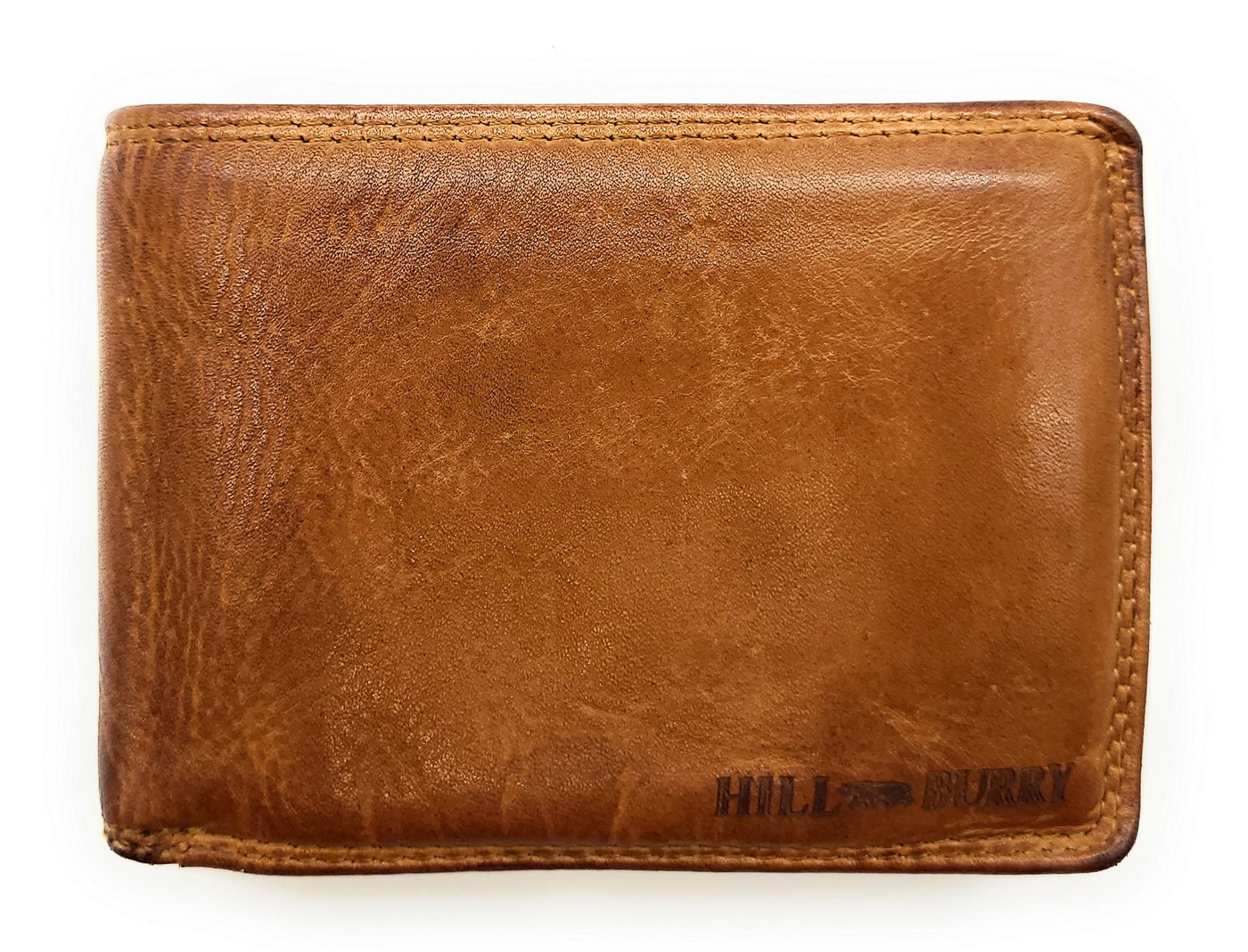 Hill Burry Geldbörse flaches echt Leder Portemonnaie mit RFID Schutz, Waschleder, Slimline, ideal auch für die Hosentasche