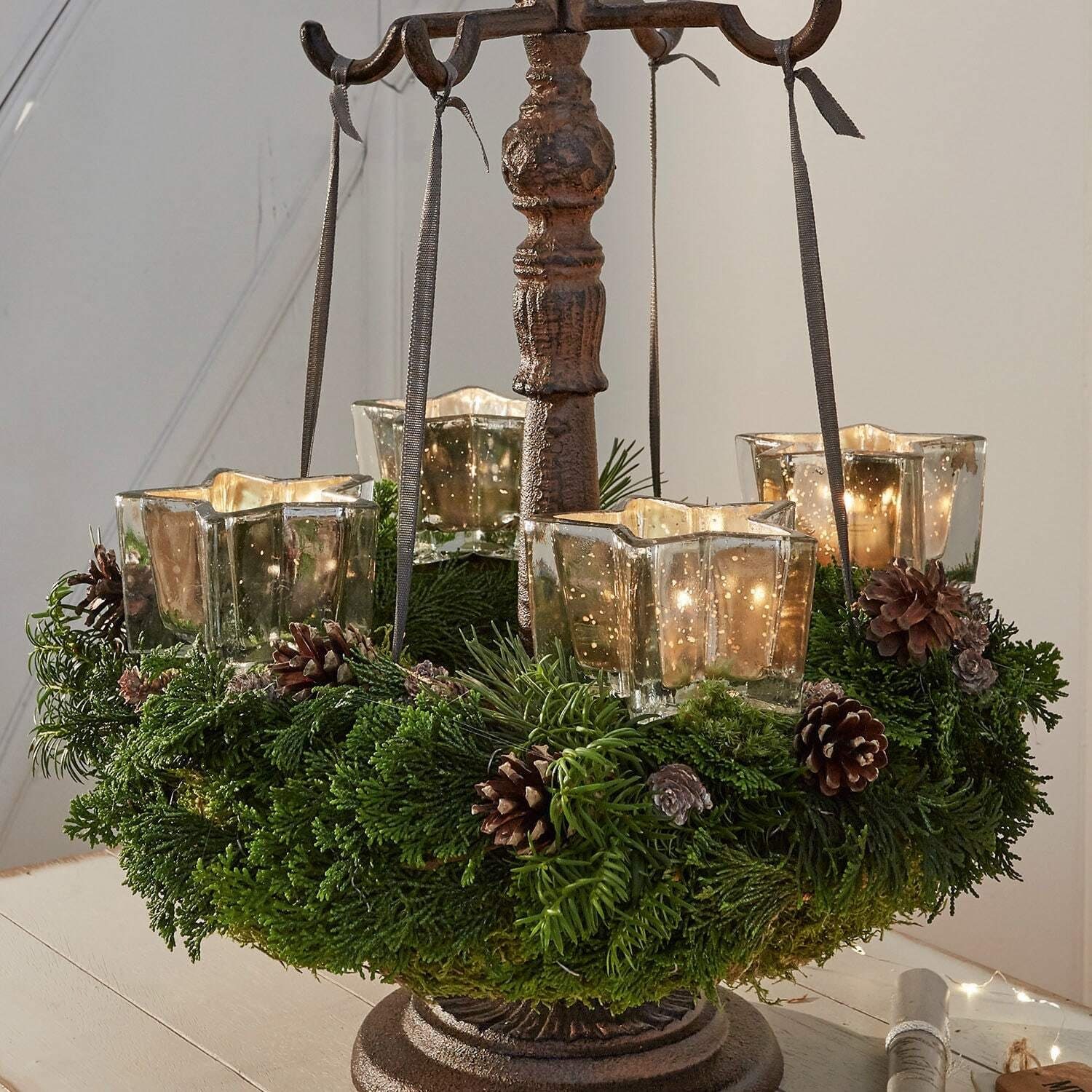 Mirabeau Adventskranz Steckwindlicht 4er Set Bernice silber günstig online kaufen