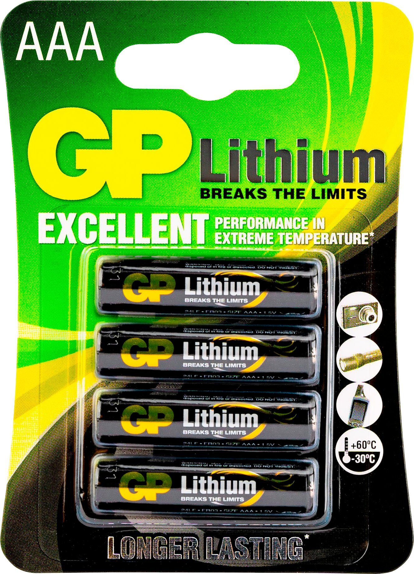 GP Batteries AAA Lithium 1,5V 4 Stück Batterie, FR03 (1,5 V, 4 St)