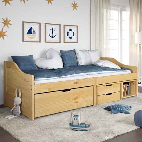 vidaXL Bett Tagesbett mit 3 Schubladen IRUN 90x200 cm Massivholz Kiefer