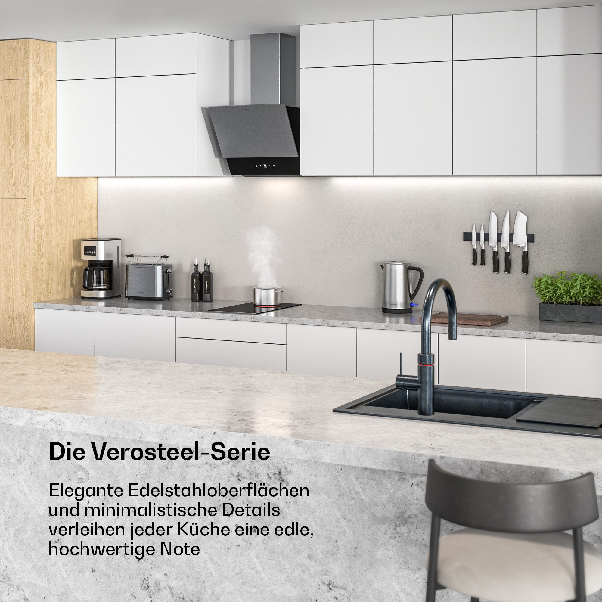 Klarstein Elektro-Kochfeld VeroSteel, Elektrische Kochfelder 2 Zonen Aluminium 3000 W Touch
