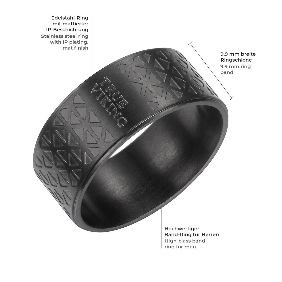 True Rebels Fingerring Bandring aus Edelstahl, in schwarz, für Männer günstig online kaufen