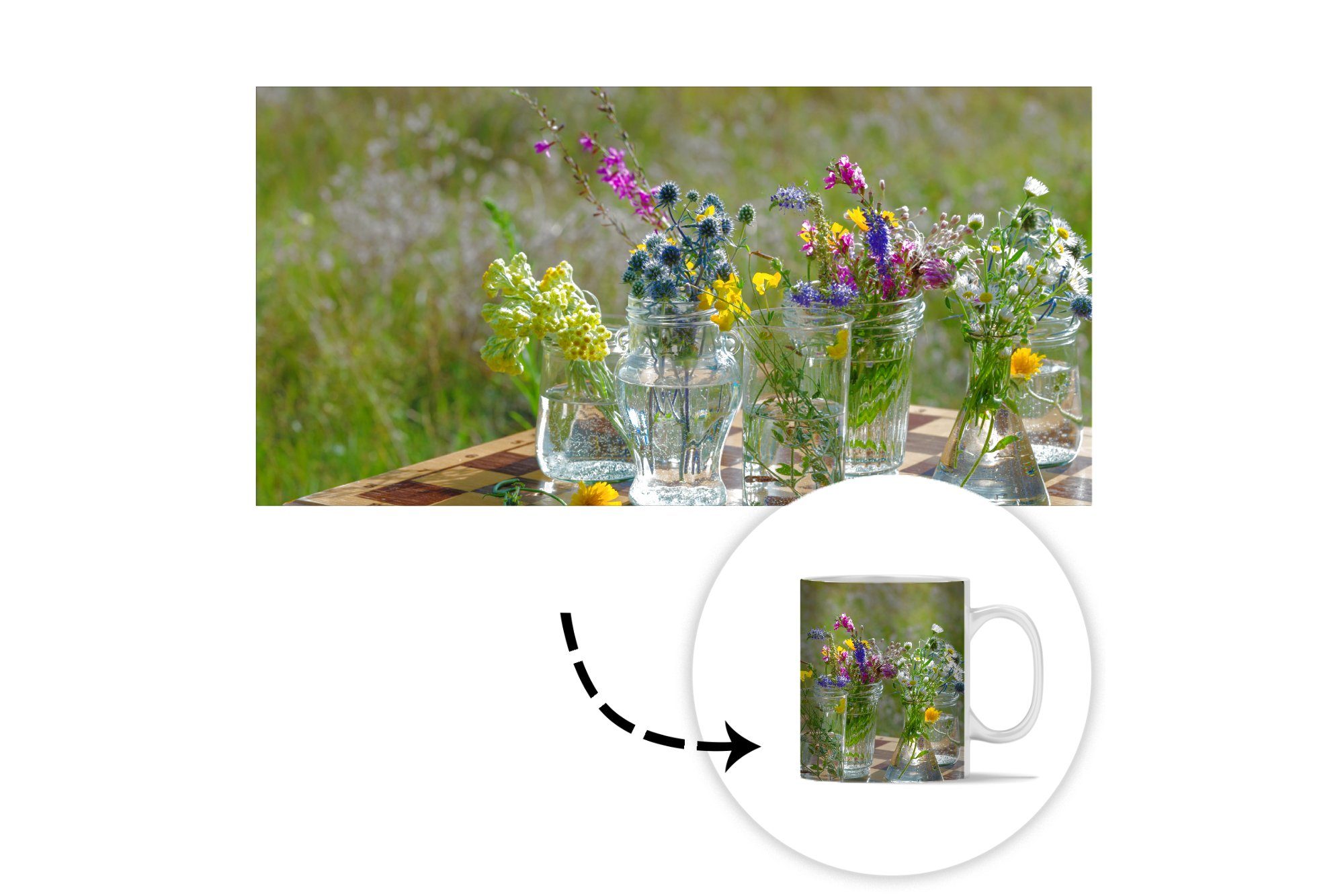 MuchoWow Tasse Vase - Blumen Becher, Keramik, Geschenk Teetasse, - Teetasse, Farben, Kaffeetassen