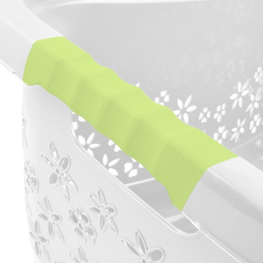 Soft-Touch-Griffe, angepasste den an L Premium 50 weiß/grün Körper Nierenform ergonomischer KiNDERWELT Wäschekorb Form,