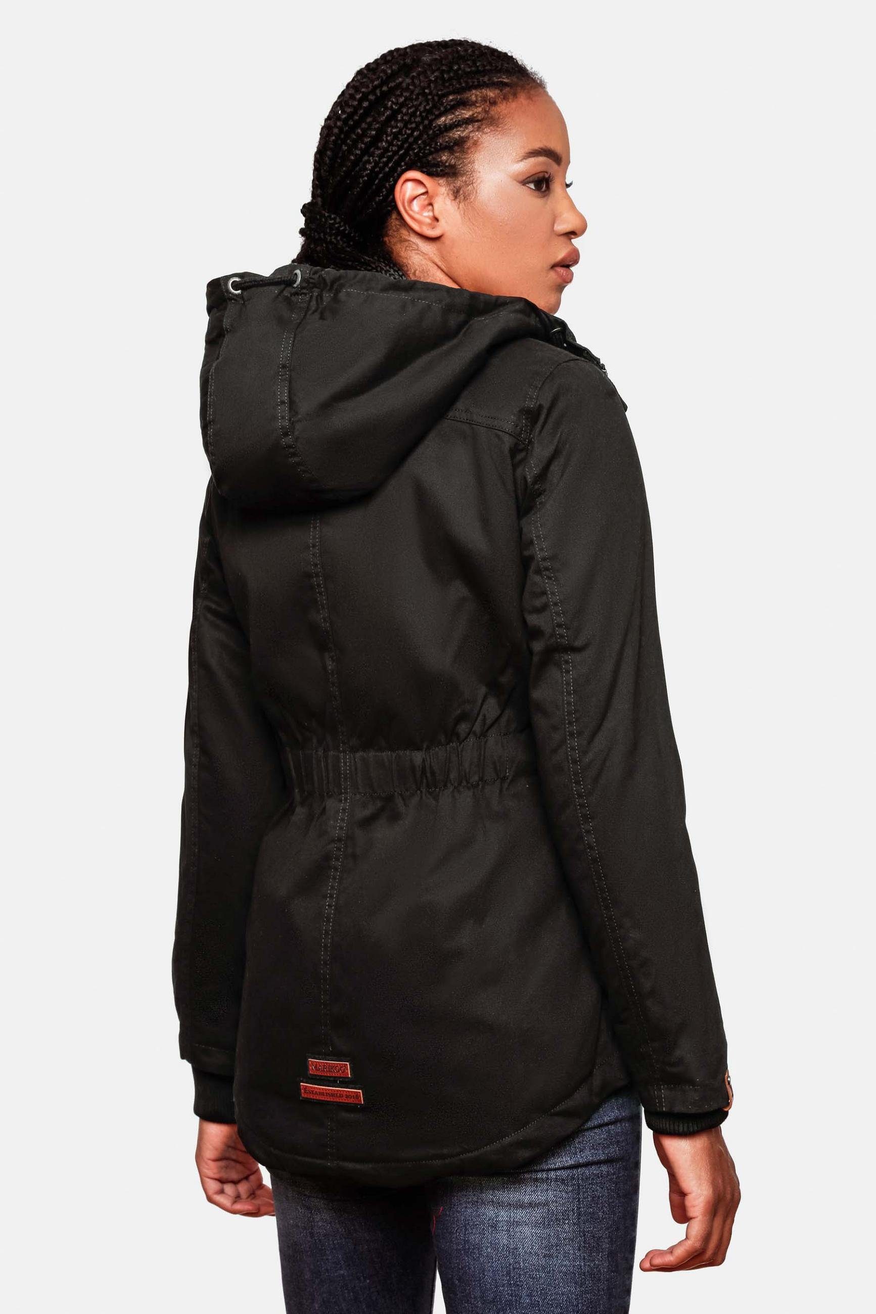 Damen Bikoo Outdoor Marikoo sportliche Baumwolljacke Kapuze mit schwarz Winterjacke