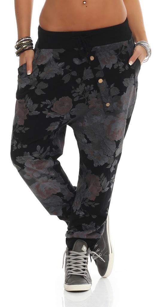 Mississhop Boyfriend-Hose Damen Hose Sweatpants Jogginghose Blumen M.130