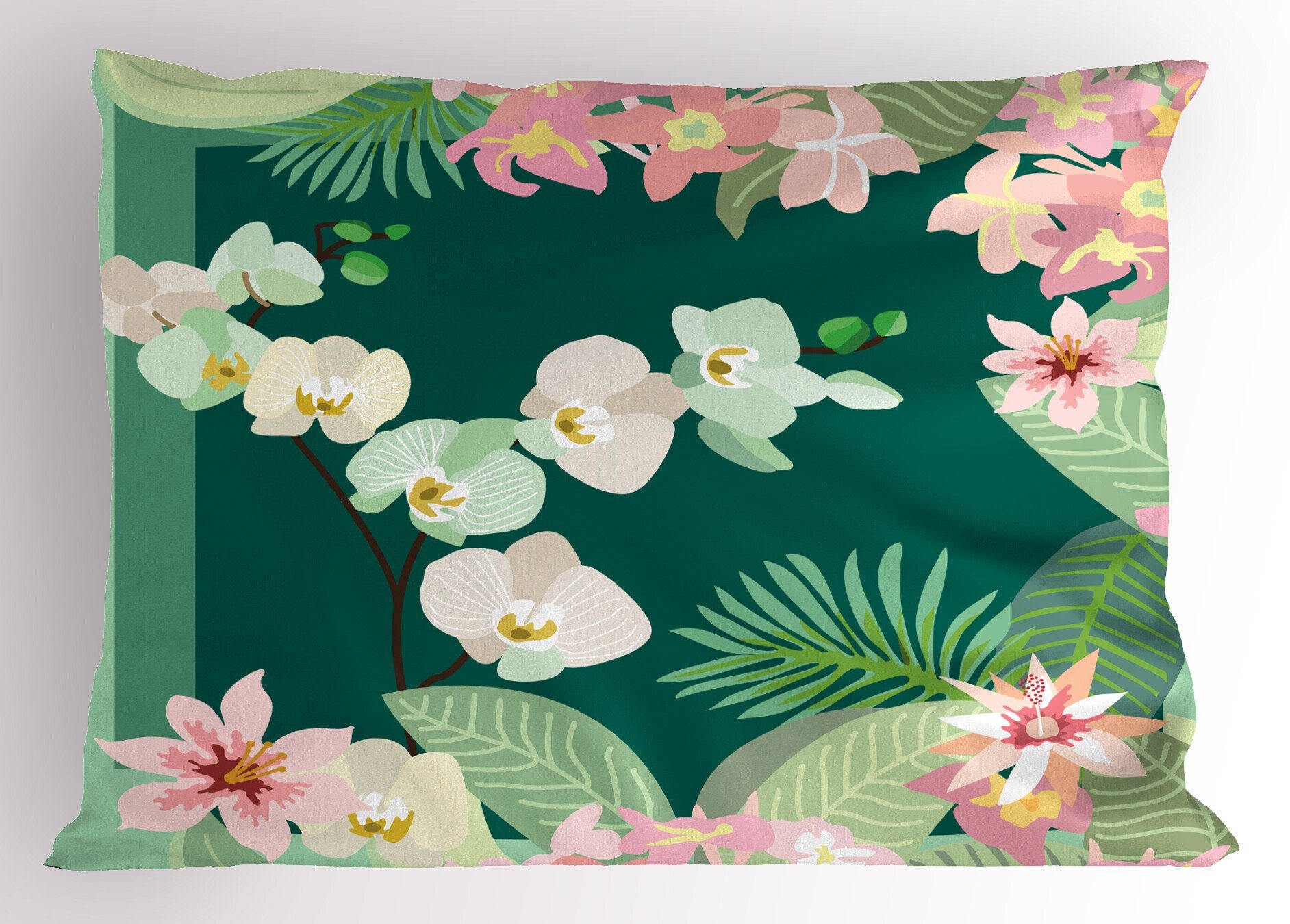 Kissenbezüge Dekorativer Standard King Size Gedruckter Kissenbezug, Abakuhaus (1 Stück), Orchideen Tropischen Dschungel Bouquets