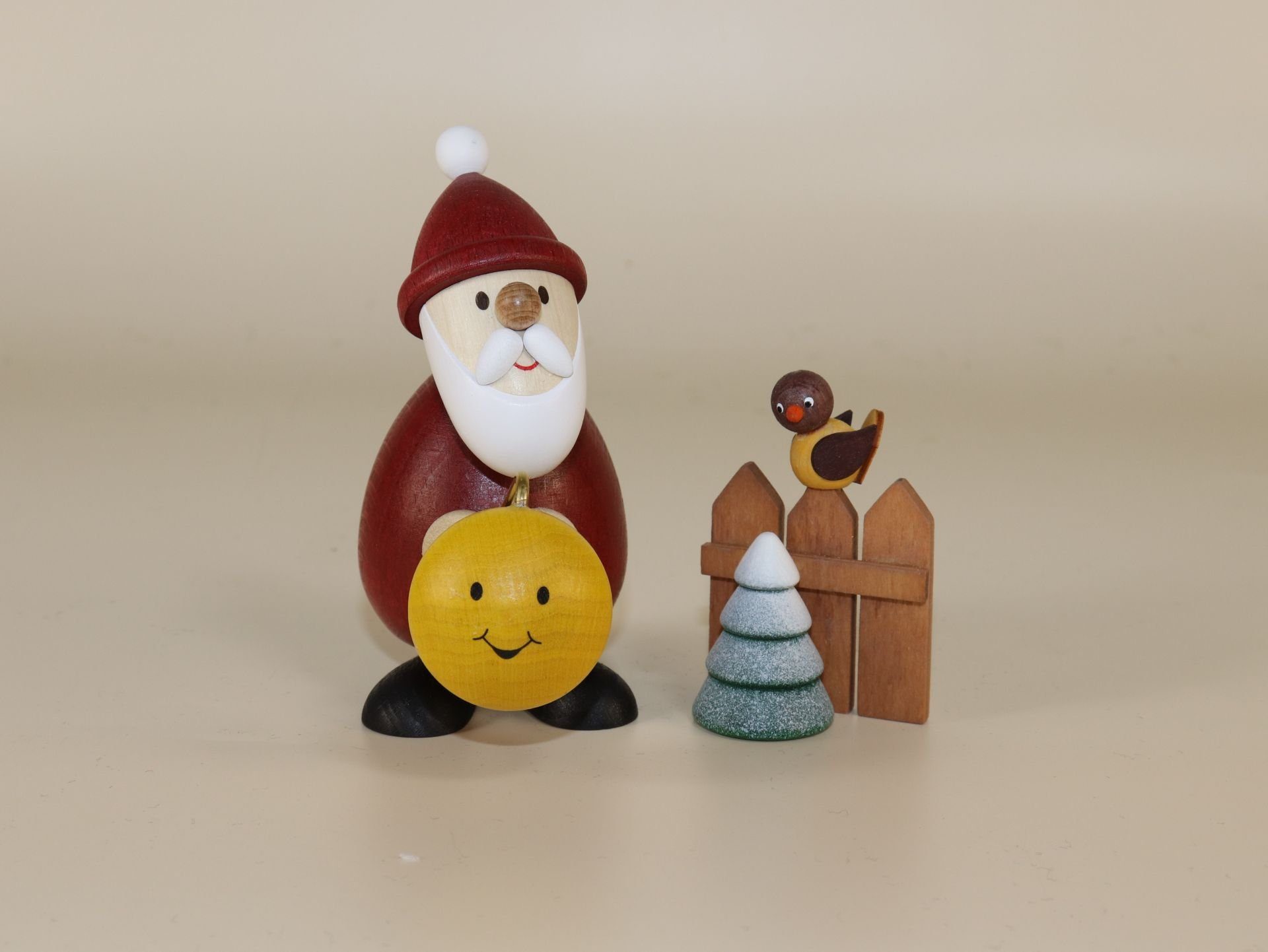 H in Weihnachtsmann und Vogel, mit Germany Weihnachtsmann Ullrich Kunsthandwerk Made Lampion Zaun cm 9,5 mit