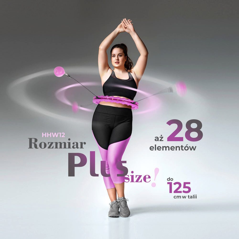 HMS Hula-Hoop-Reifen Fitnessreifen Taillentrainer Bauchtrainer (Spar-Set, 1-tlg., 51 cm verstellbar), Plus Size, 28 Elemente, Schwerkraftball, Massage