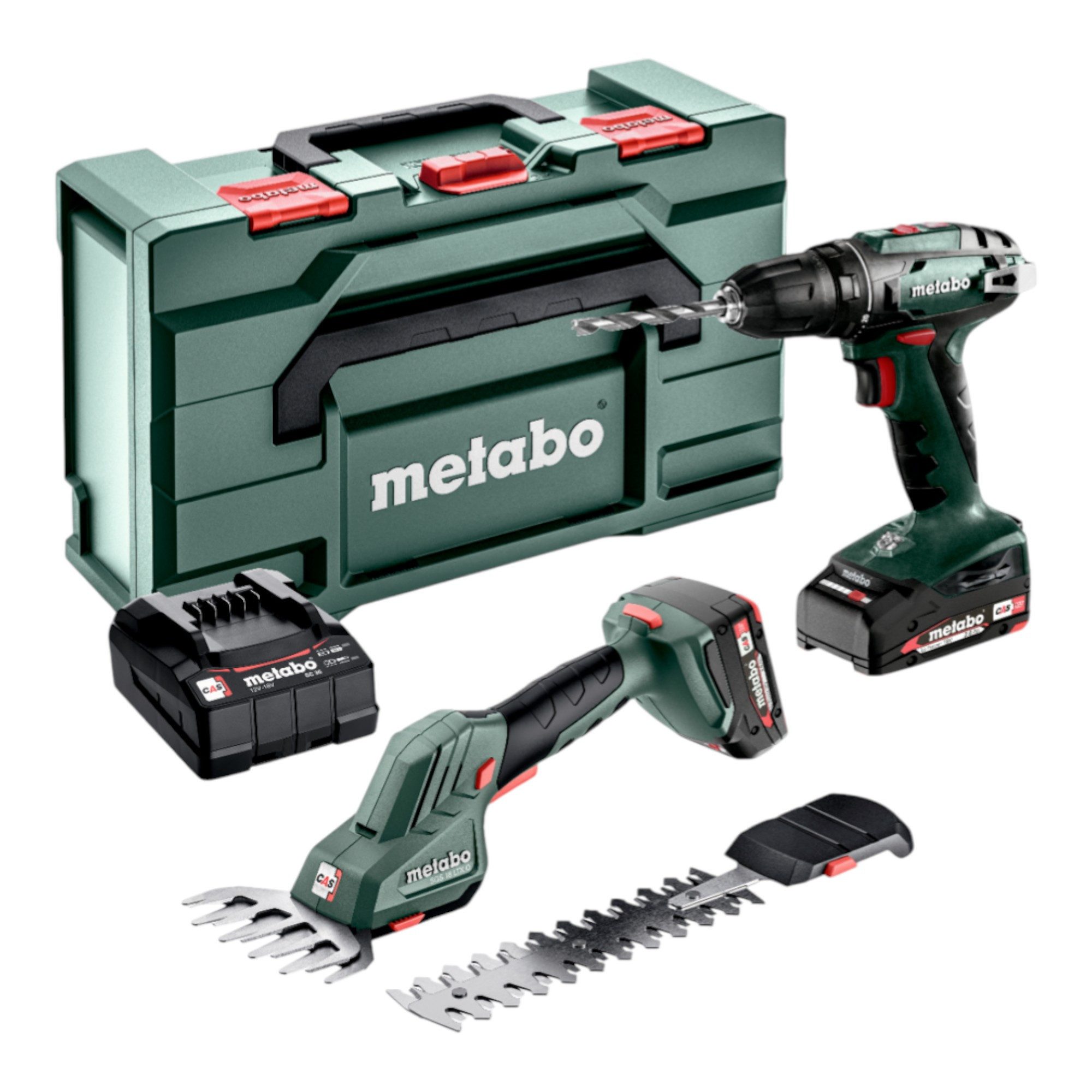 metabo Akku-Rasentrimmer Combo Set 2.2.5 18V BS 18 + SGS 18 LTX Q + 2x Akku 2,0Ah + Lader + BOX