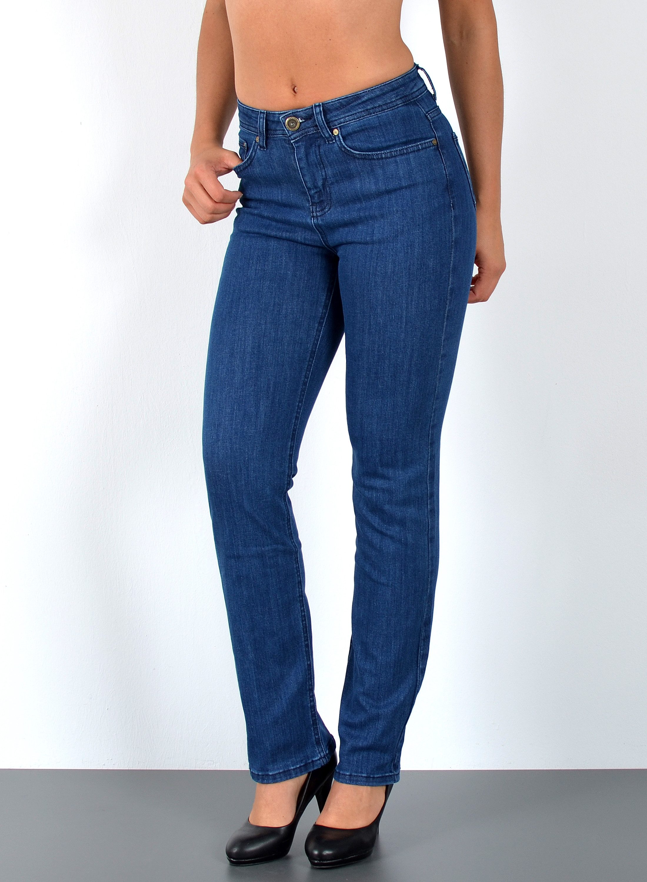 ESRA Straight-Jeans Premium High Waist Jeans Damen Straight Leg Hosen Stretch-Jeans G8 Straight Leg Damen Jeans High Waist Hose Stretch Regular Jeanshose
