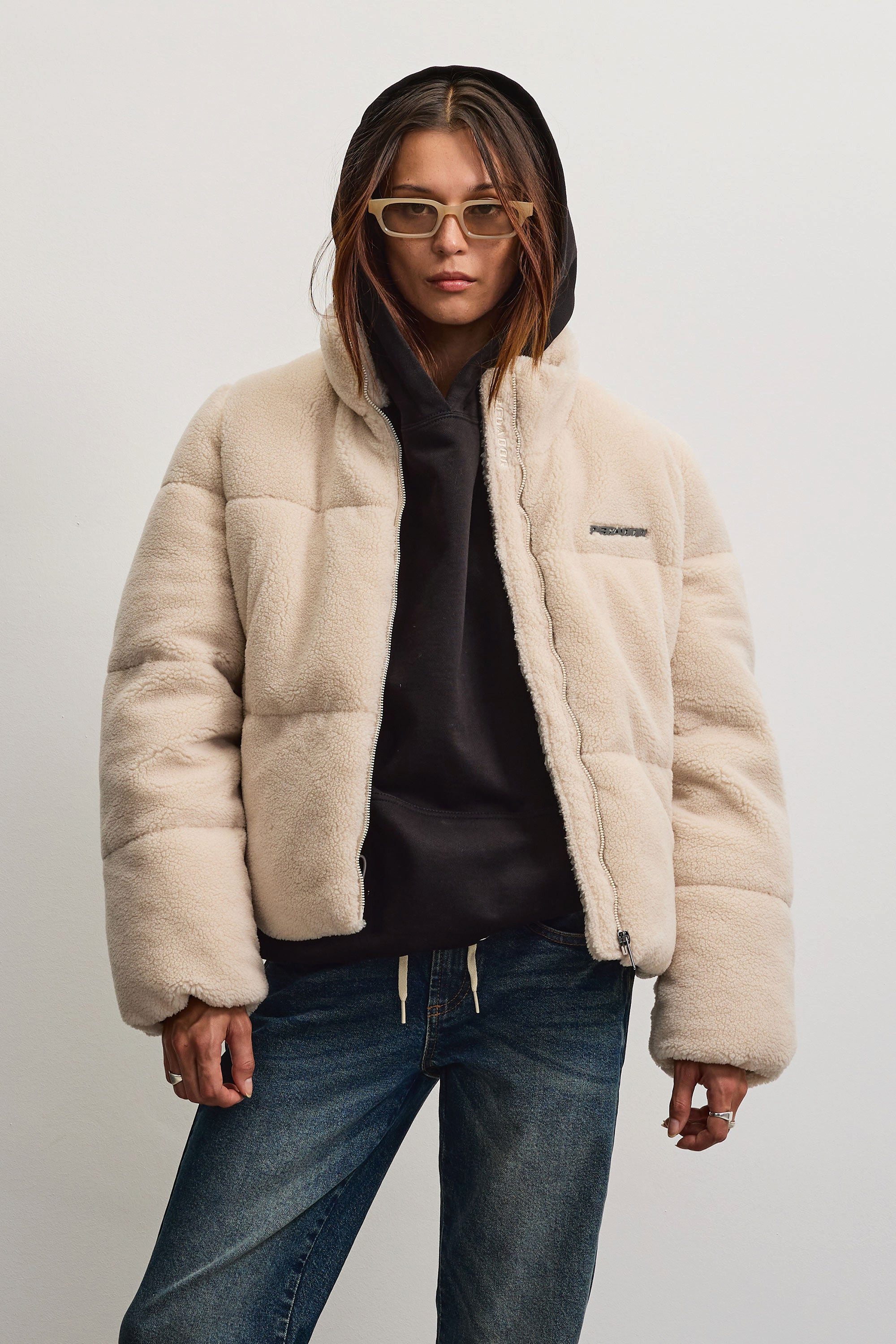PEGADOR Steppjacke GEORGIA TEDDY PUFFER JACKET Kunstfaser, regular fit