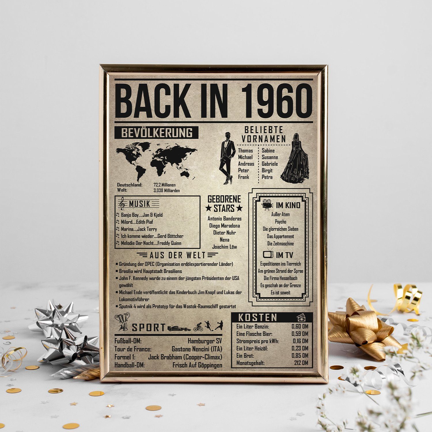 Tigerlino Poster Geschenk Männer Frauen, Geburtstag Rückblick Zeitreise Geschenkidee, 66. Geburtstag Jahrgang 1960, Bild – Bild 4 von 5