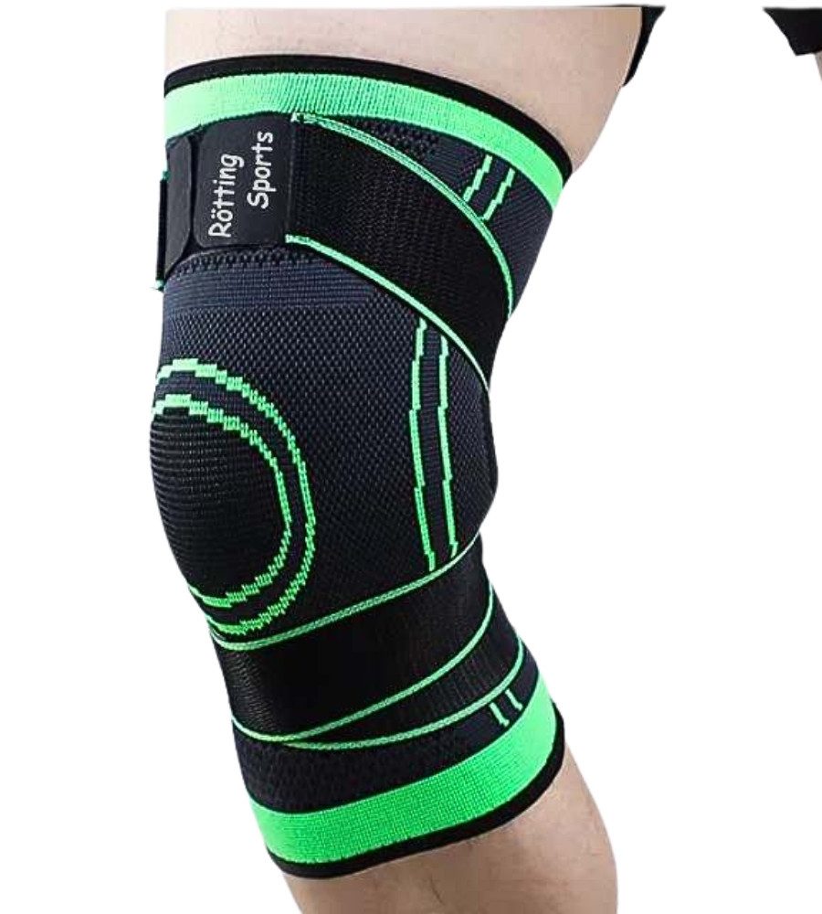 Rötting Design Kniebandage 3D-Kniebandage, Kompression, Knieschutz, Sportbandage Kniestütze, verschiedene Größen zur Auswahl, Farbe: schwarz/grün