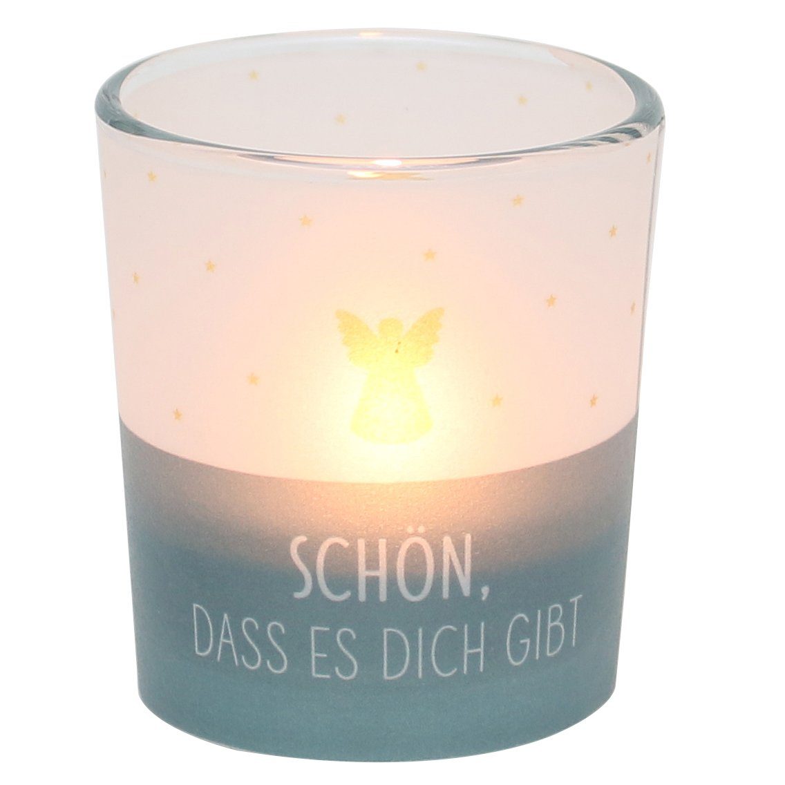 Dekohelden24 Windlicht Windlichtglas inkl.1 Teelicht, Schön, dass es (1 St)