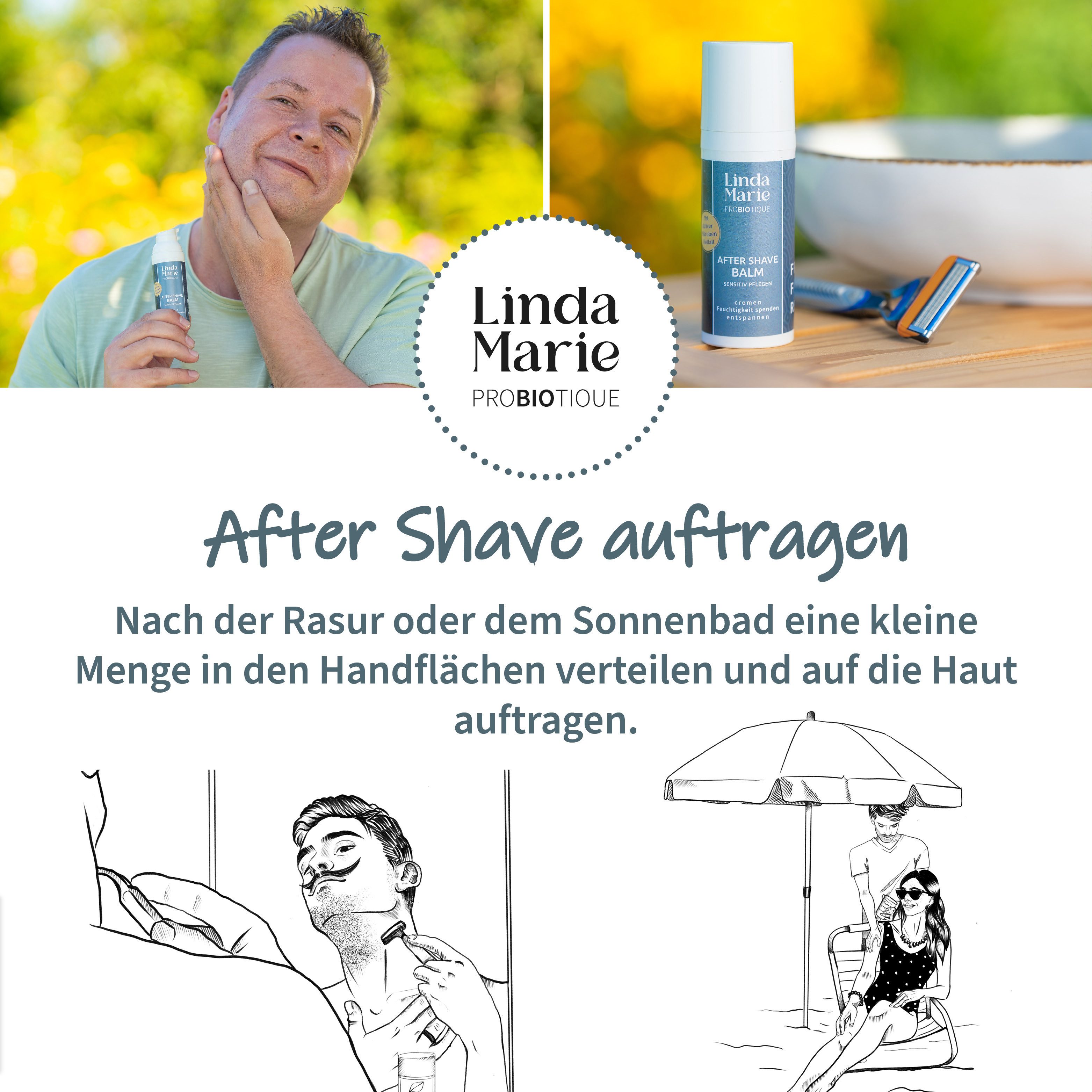 Fischer's EM-Chiemgau After-Shave Balsam Linda Marie Probiotique After Shave Balm, After Shave Balm Vegan mit Bio-Jojobaöl & Bio-Rosmarinextrak