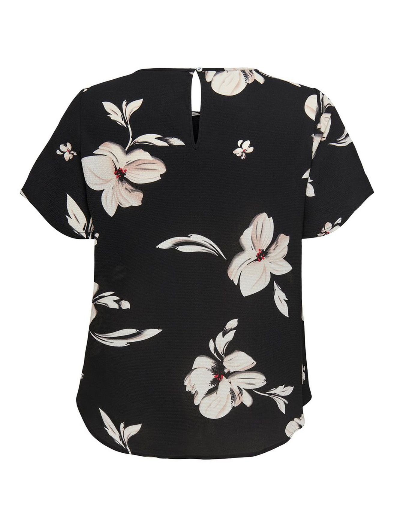 Bluse ONLY Design CARVICA Schwarz-Weiß Blusenshirt Plus 3906 in Size Übergröße CARMAKOMA Kurzarm Curvy Shirt (1-tlg)