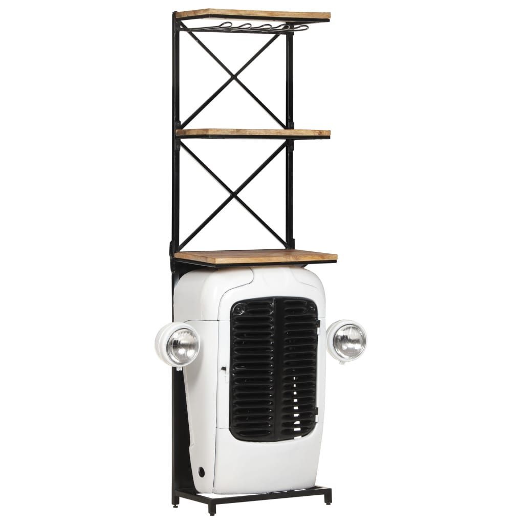 vidaXL Weinregal NA Traktor-Weinschrank Weiß 49x31x170 cm Raues Mangoholz