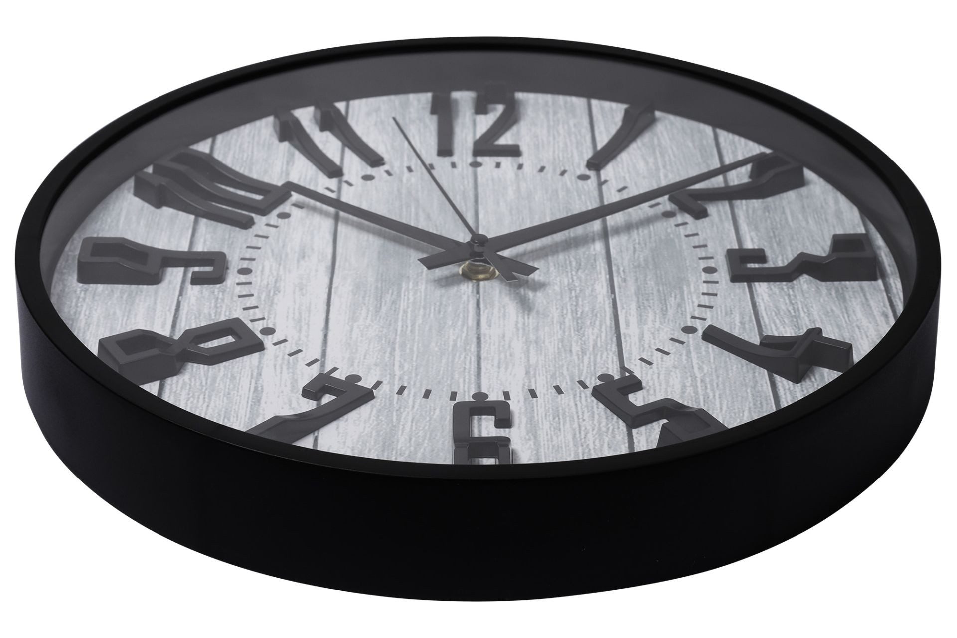 Hermann Jäckle Wanduhr 3205B Holzoptik grau schwarz 30,5 cm