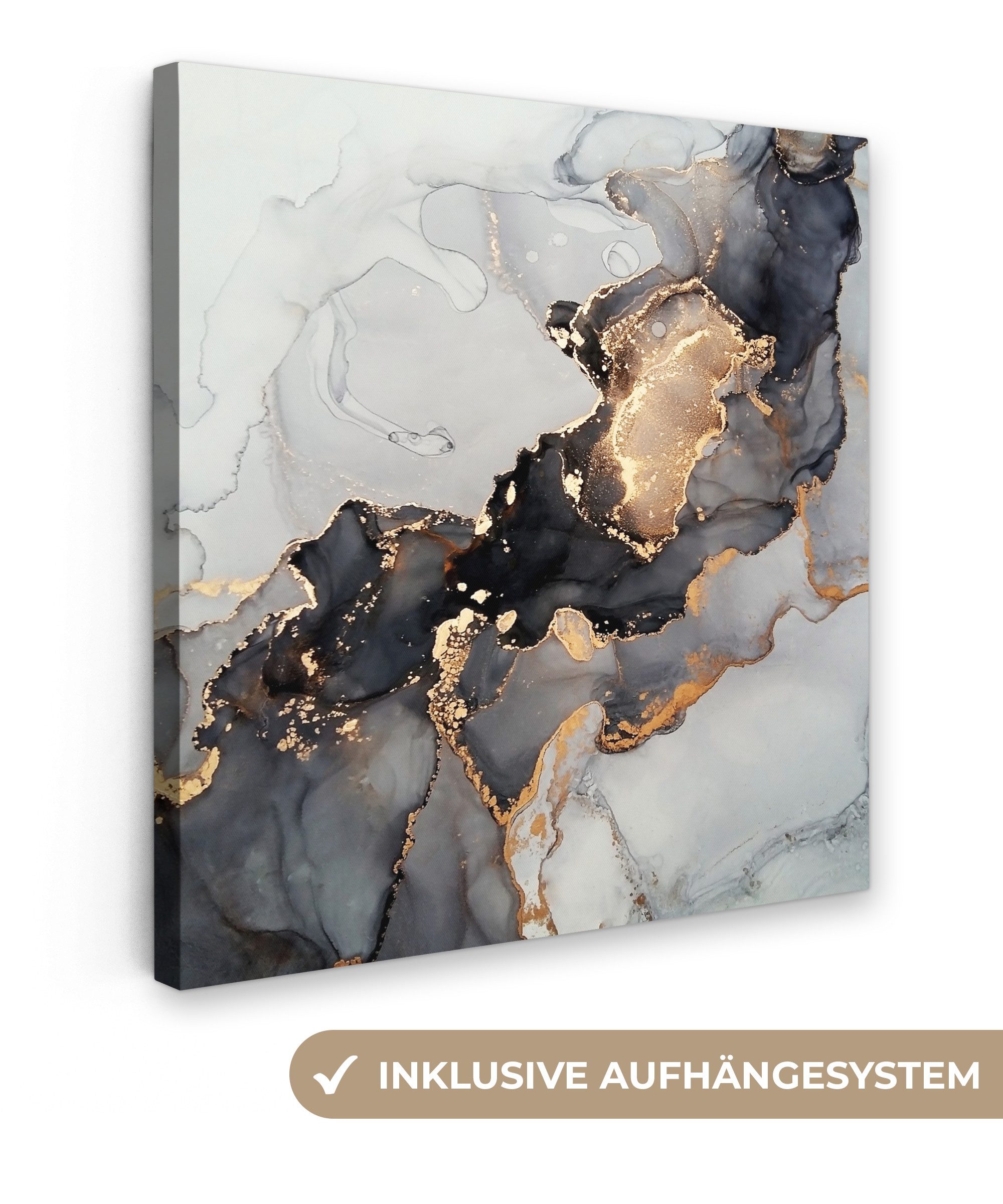 OneMillionCanvasses® Leinwandbild Schwarz - Marmor - Luxus - Gold, Fotodruc günstig online kaufen