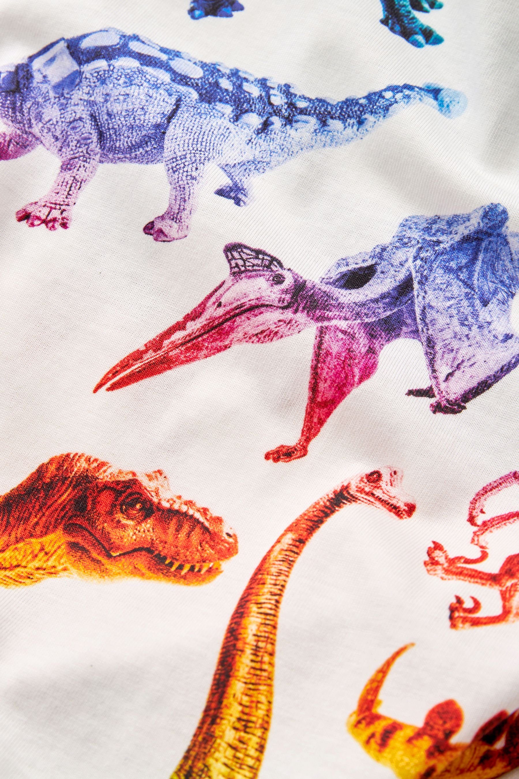 mit T-Shirt Rainbow Dino Allover-Print (1-tlg) T-Shirt Next White